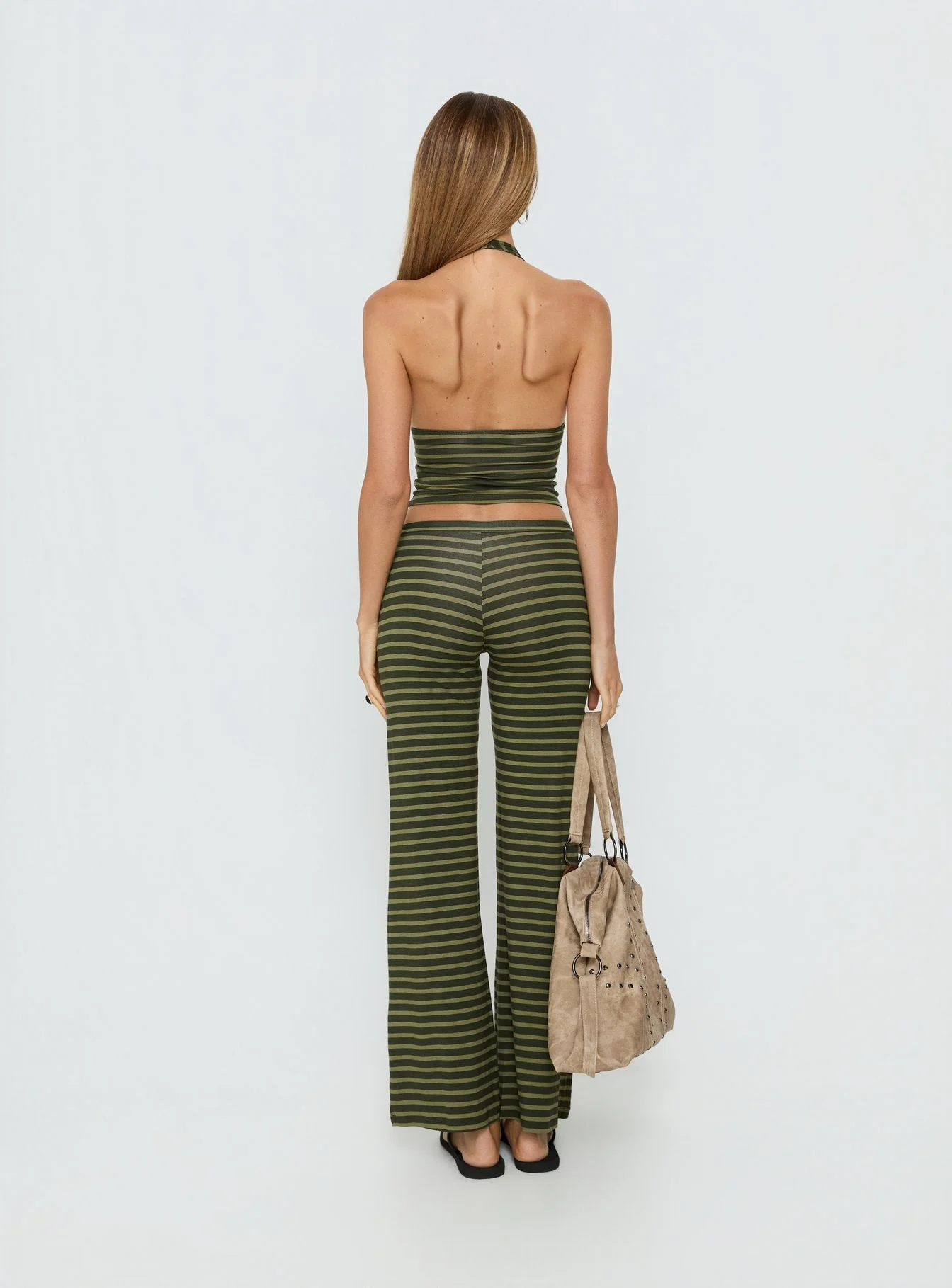 Esata Tie Detail Pants Green Stripe - Image 5