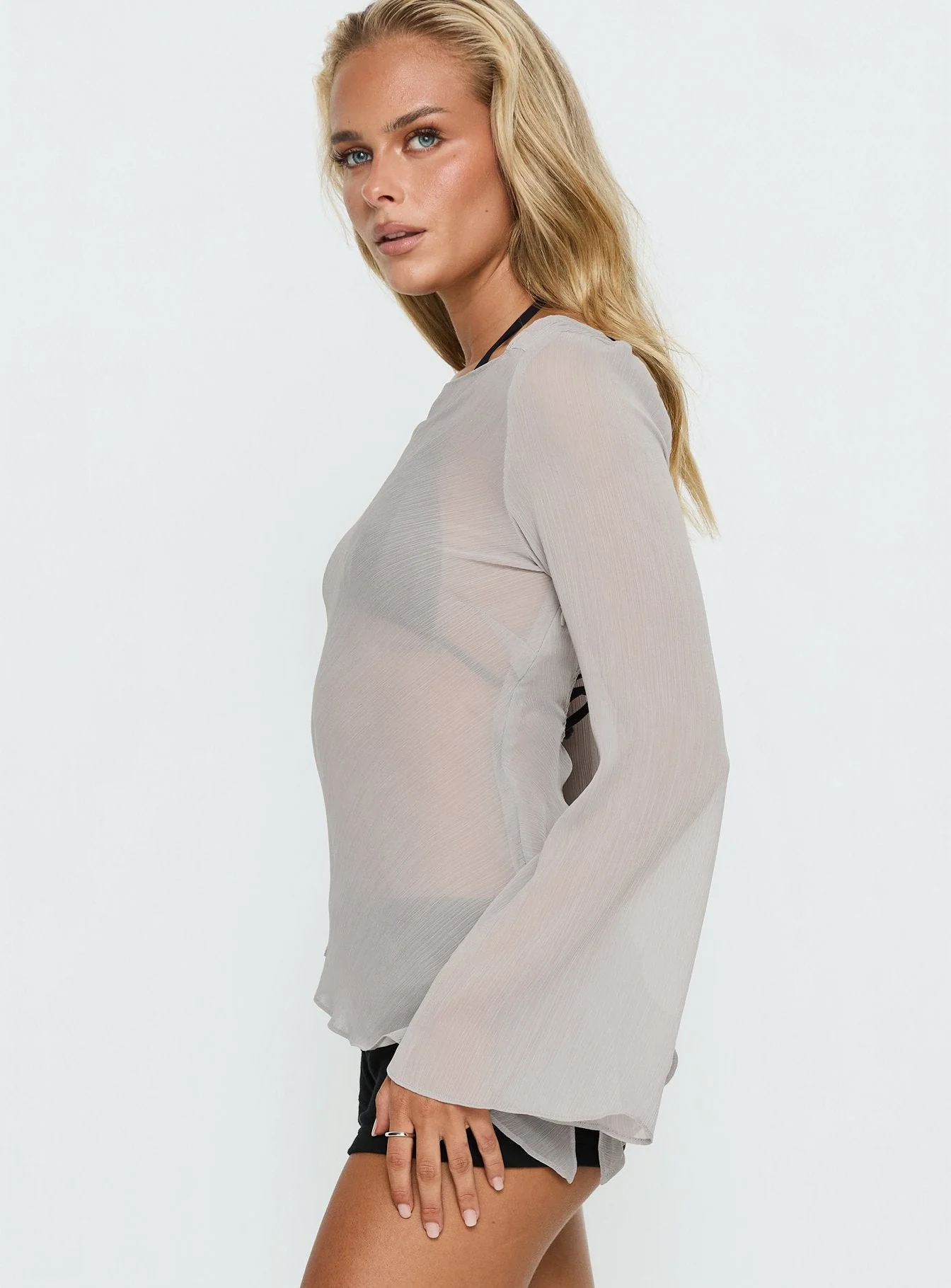 Esmaria Long Sleeve Flared Top Slate - Image 5