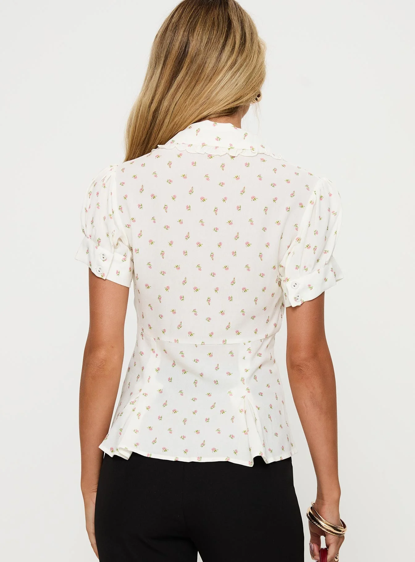 Esmarie Blouse Top White Floral - Image 5