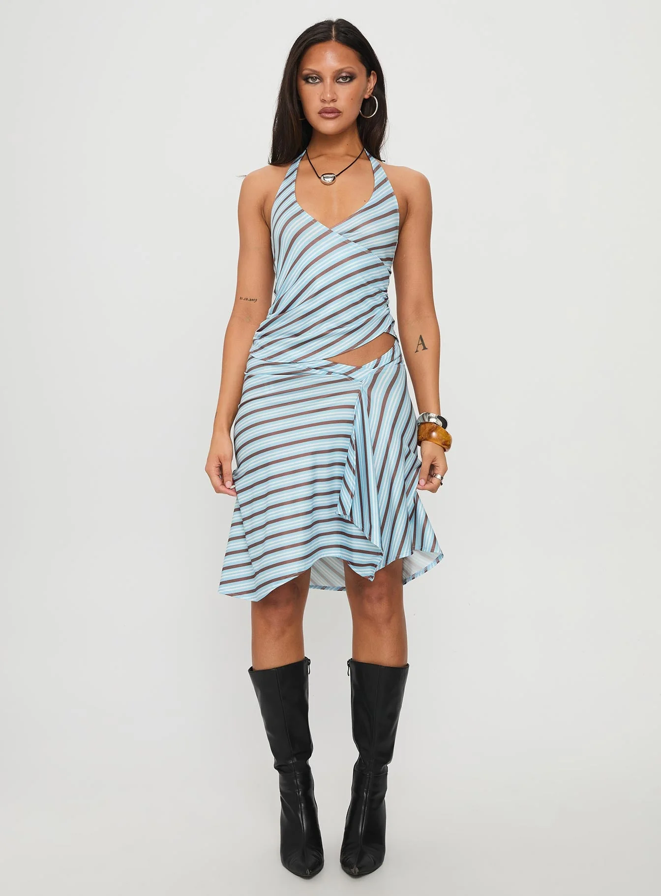 Esmeray Midi Skirt Blue Stripe - Image 7