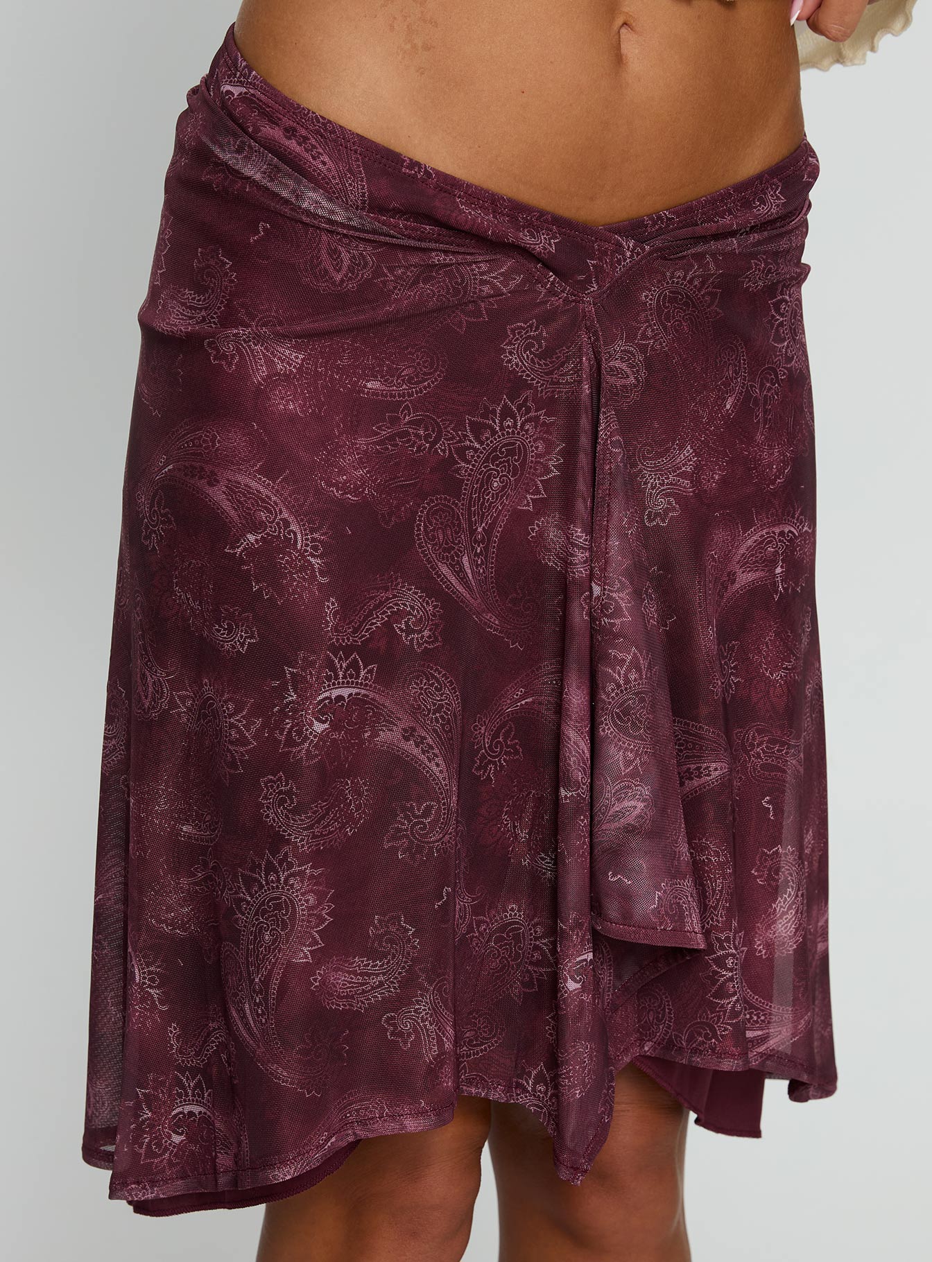 Esmeray Midi Skirt Mesh Tonal Paisley Plum - Image 6