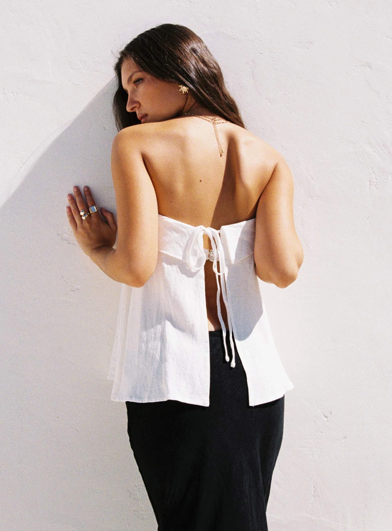 Ethel Strapless Linen Top White - Image 5