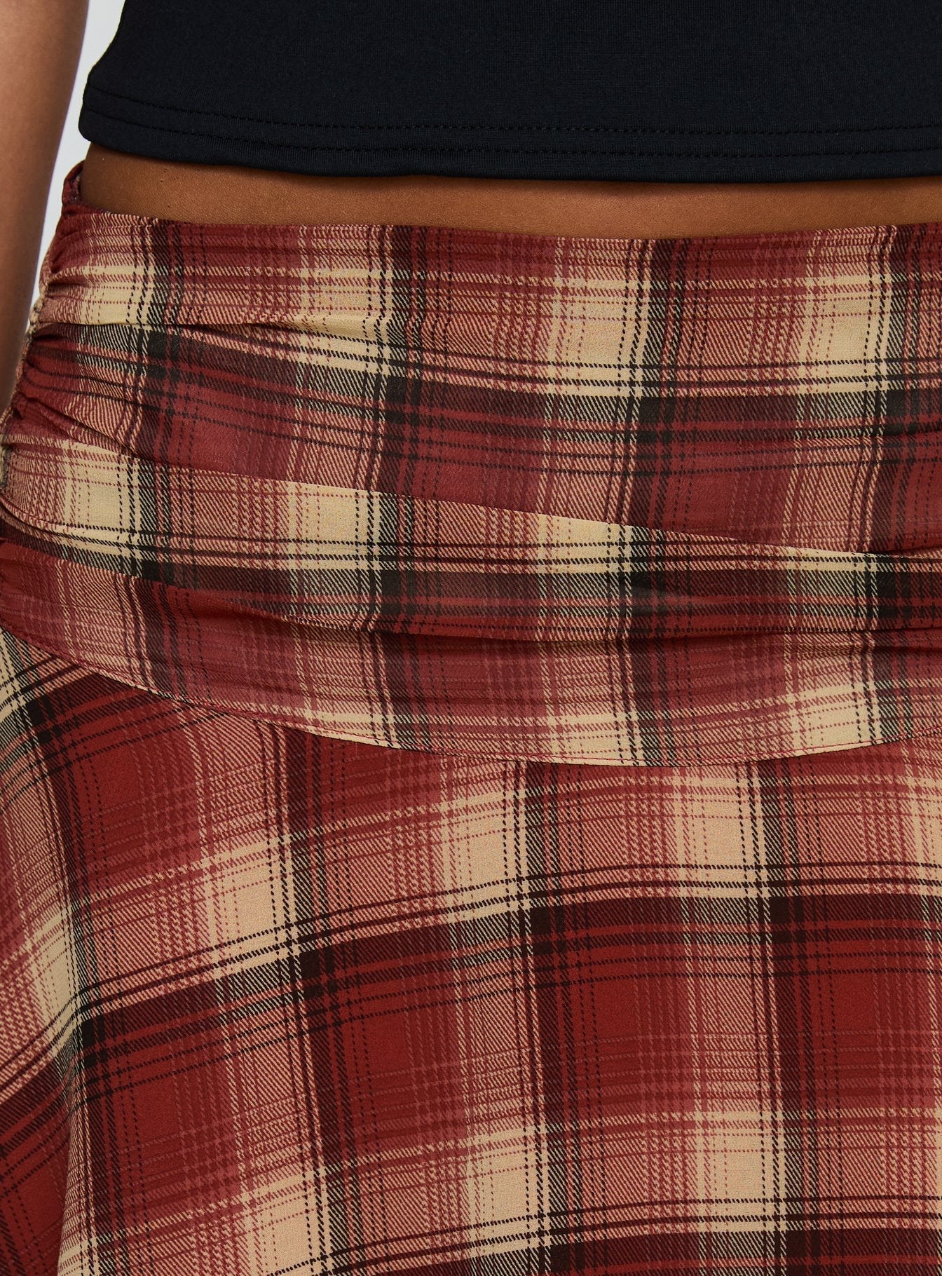 Evanescence Asymmetrical Midi Skirt Brown Check - Image 6