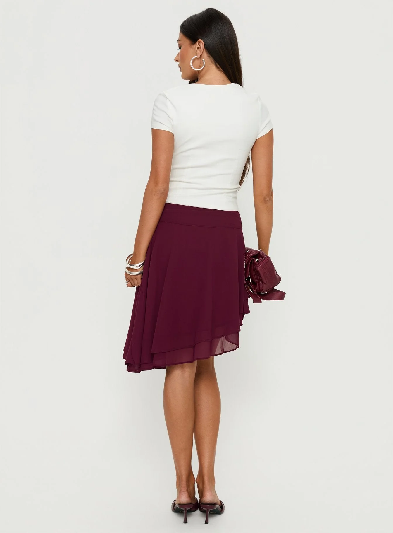 Evanescence Asymmetrical Midi Skirt Cherry - Image 5