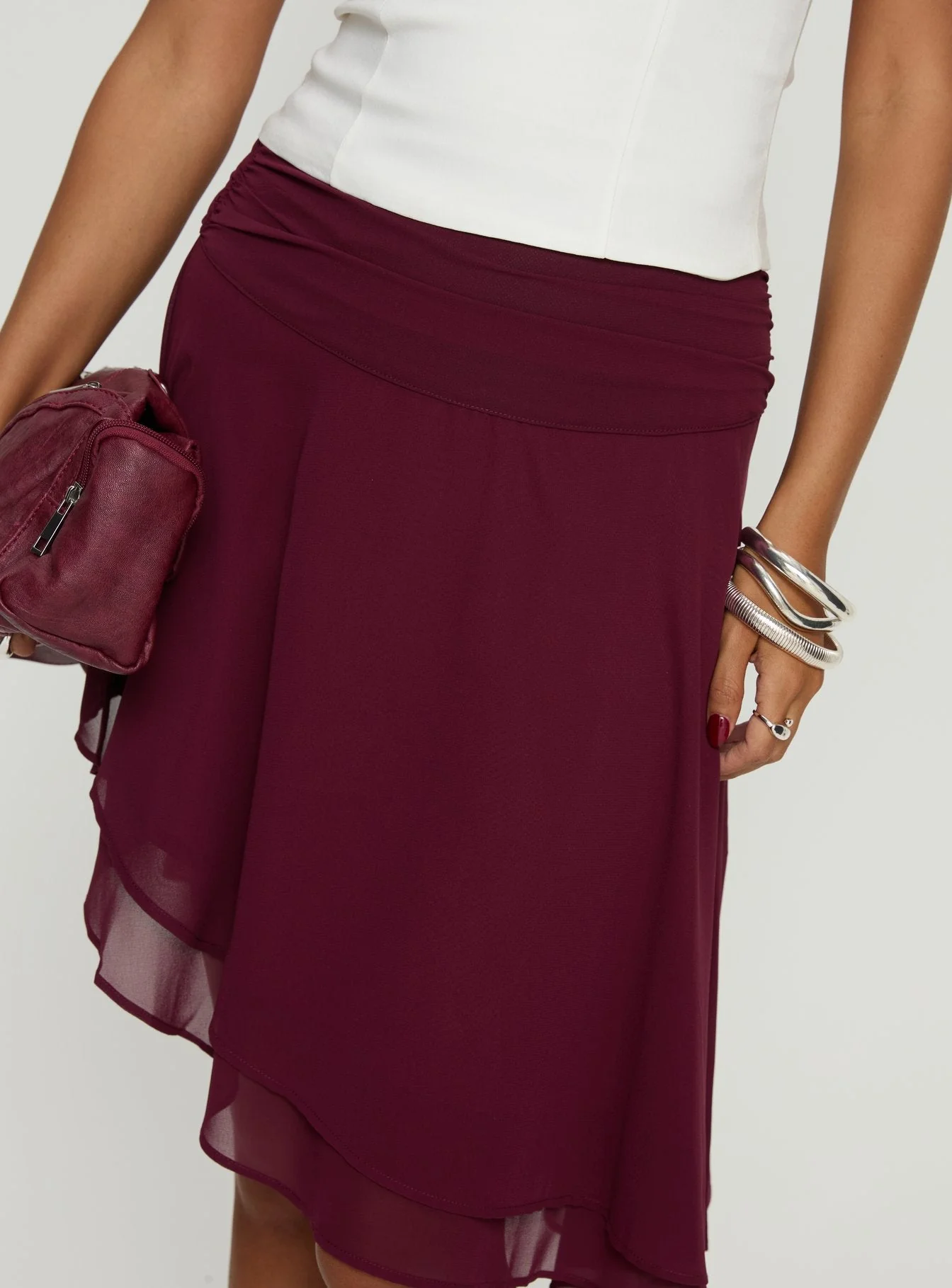 Evanescence Asymmetrical Midi Skirt Cherry - Image 6