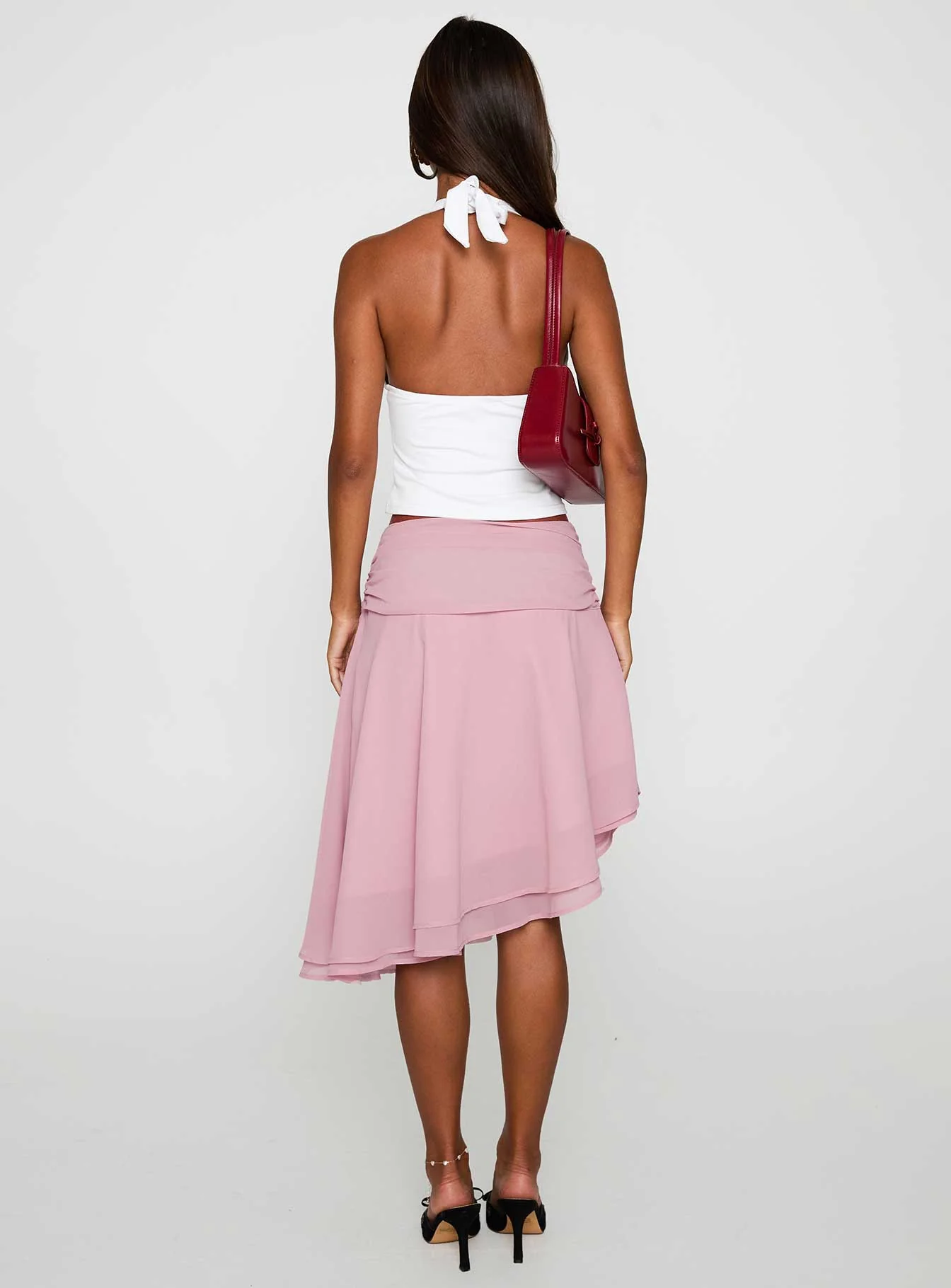 Evanescence Asymmetrical Midi Skirt Pastel Pink - Image 5