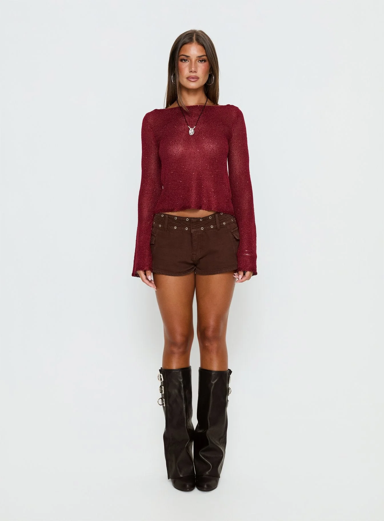 Evanne Long Sleeve Knit Top Red - Image 7