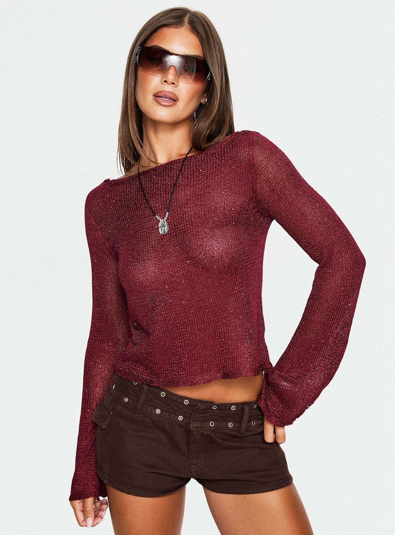 Evanne Long Sleeve Knit Top Red - Image 8