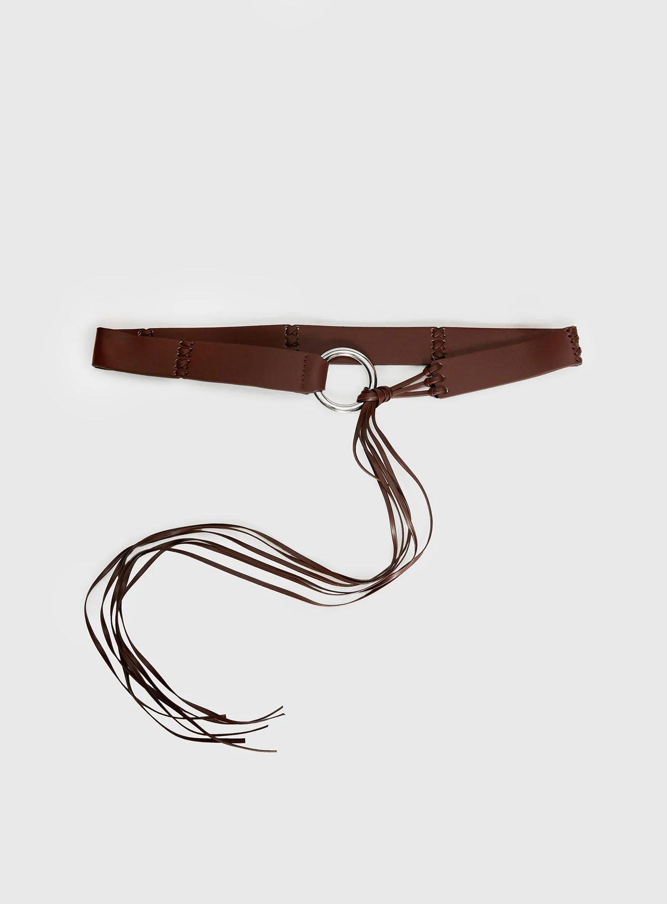 Evera Ring Detail Tassel Belt Brown / Silver - Image 2