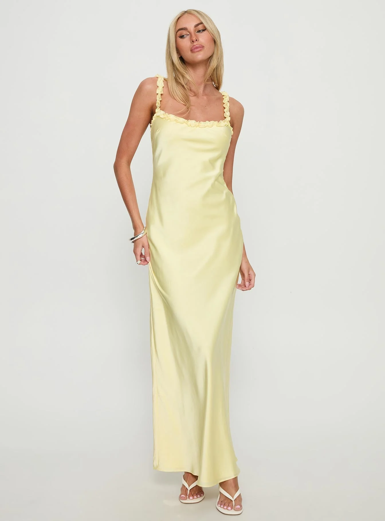 Everlea Frill Maxi Dress Yellow - Image 3