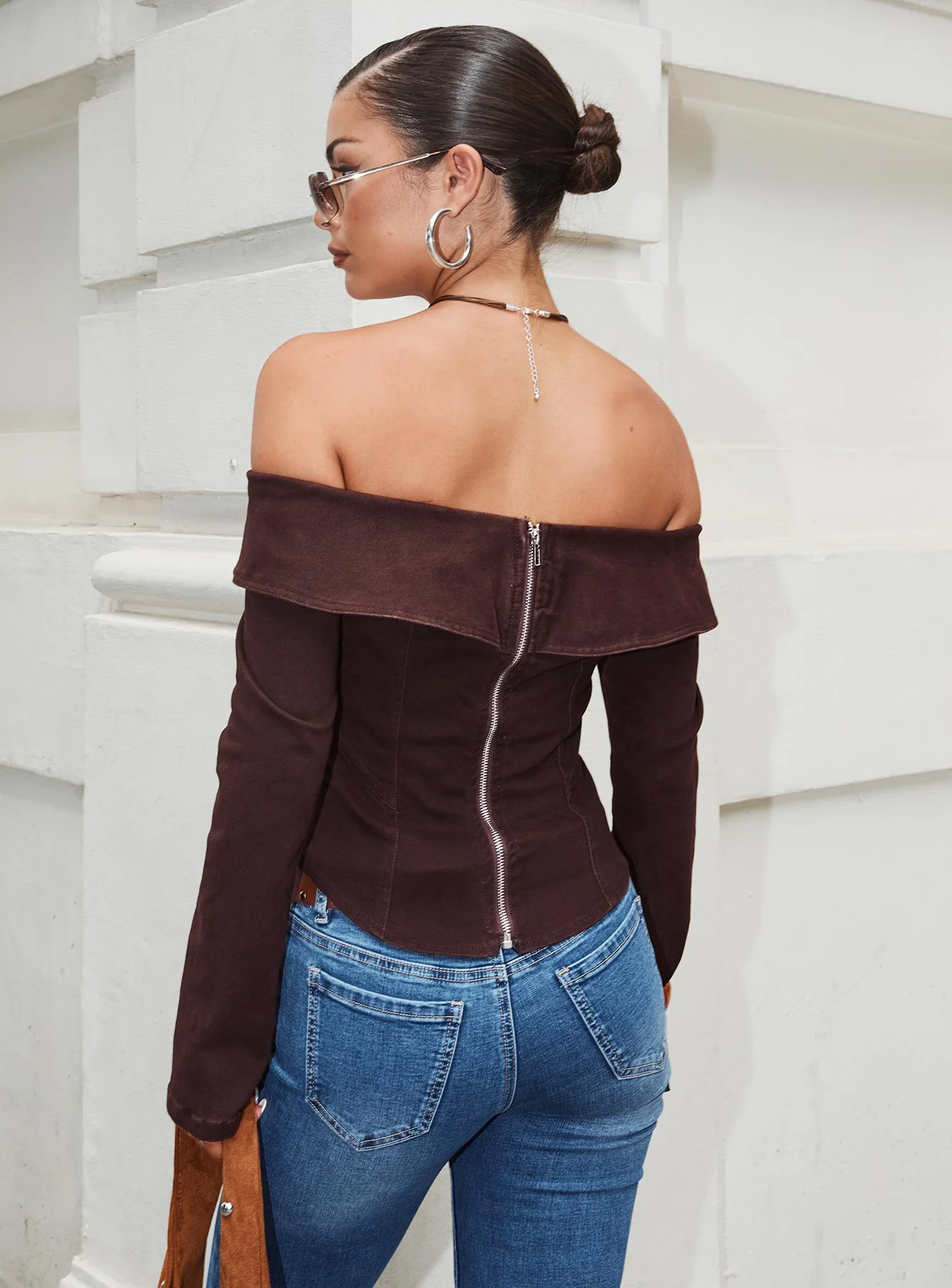Everwood Off Shoulder Top Chocolate Denim - Image 3
