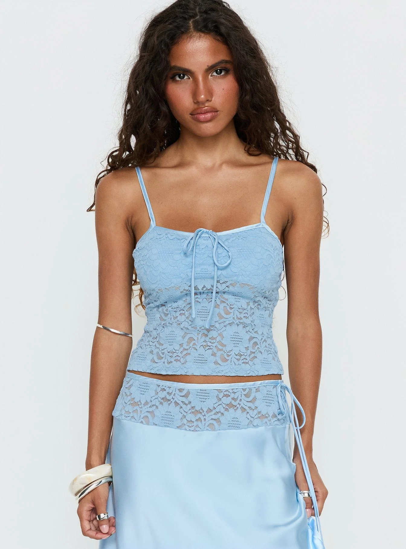 Evlin Lace Cami Top Blue - Image 2