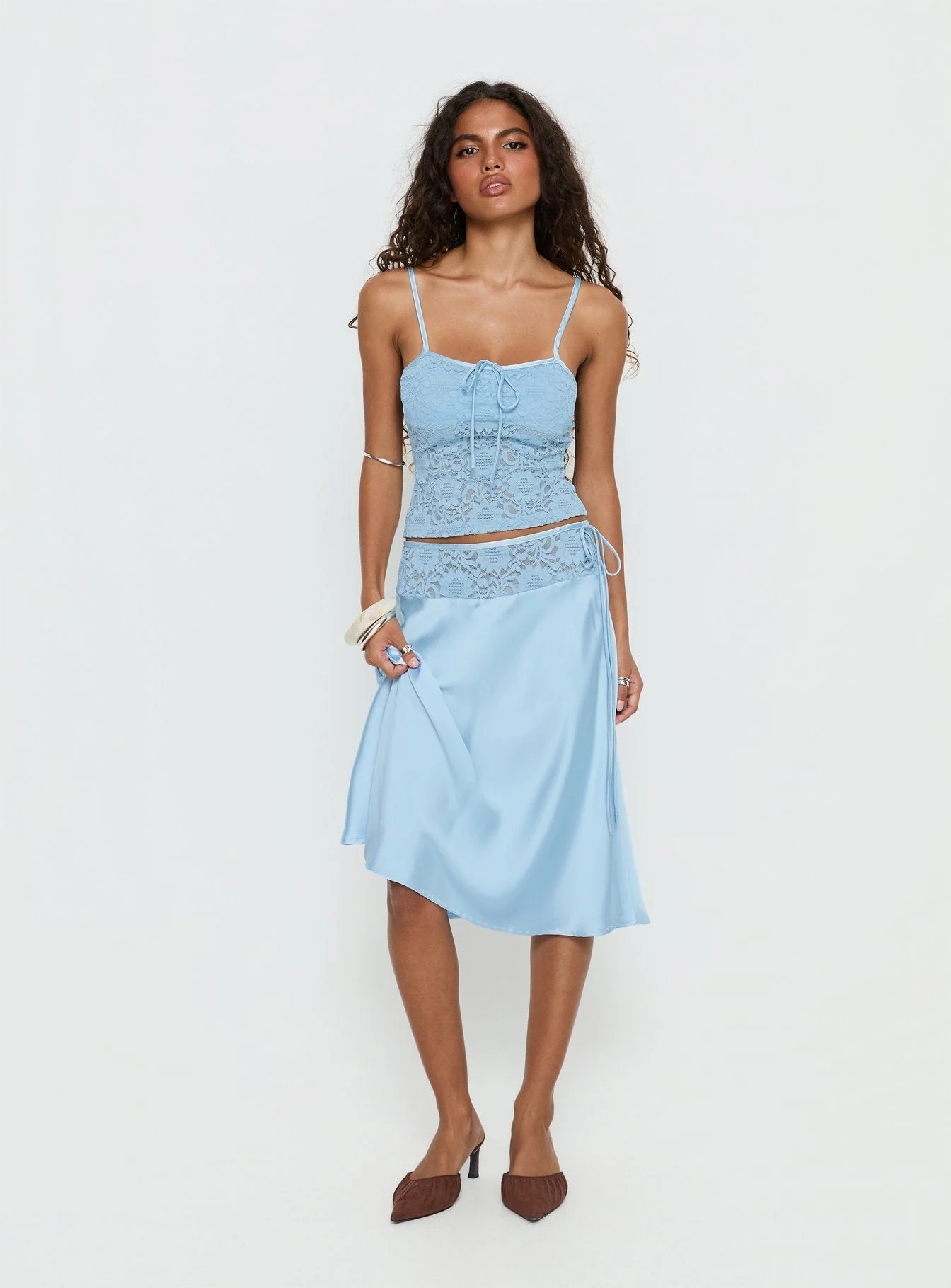 Evlin Lace Cami Top Blue - Image 3