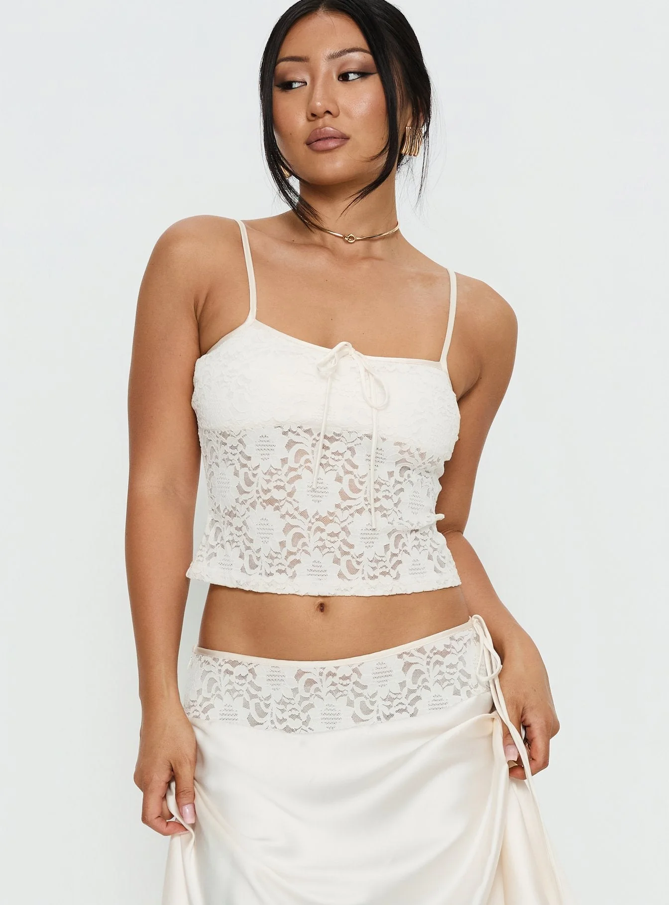 Evlin Lace Cami Top Cream - Image 2