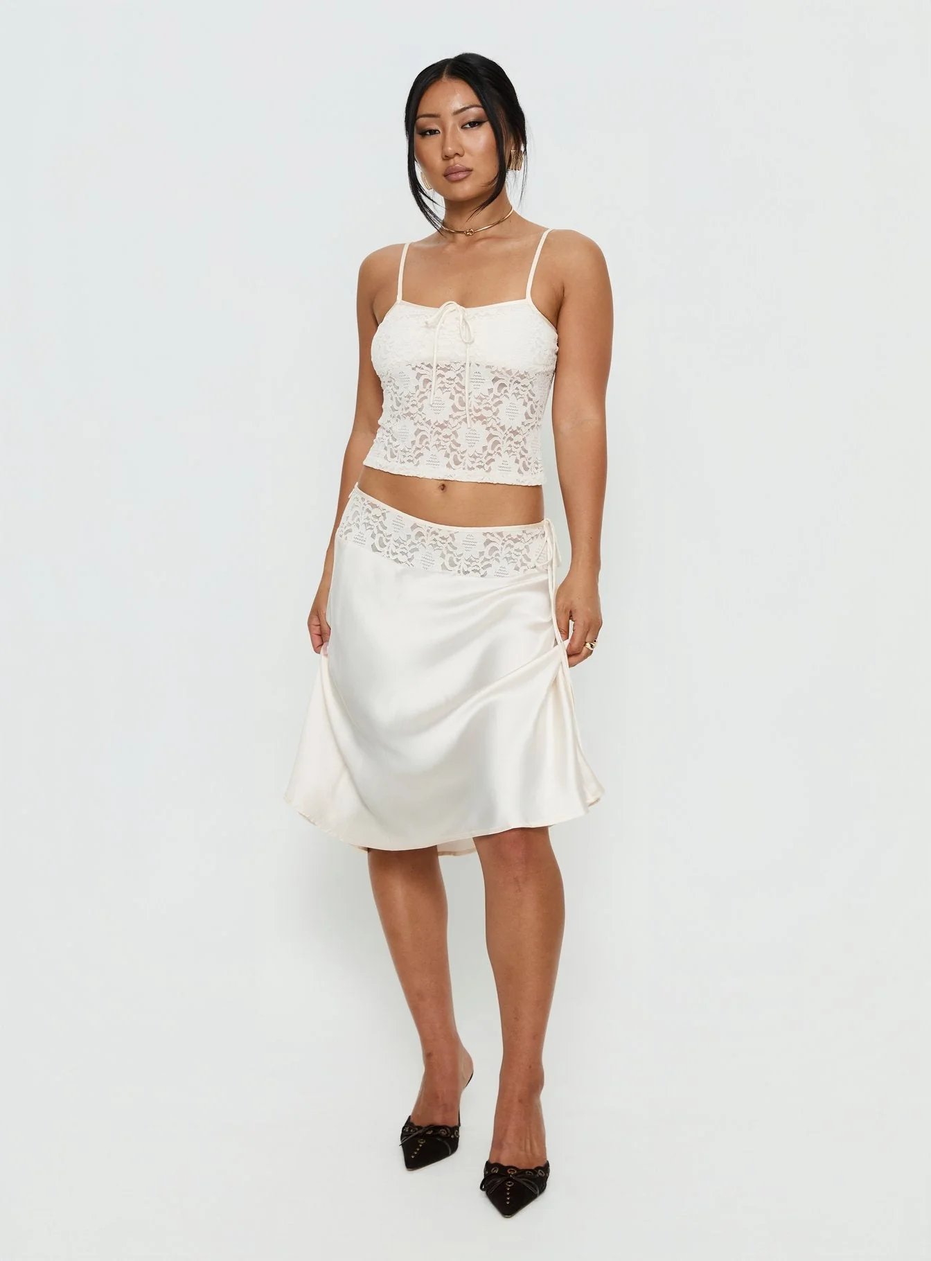 Evlin Lace Cami Top Cream - Image 3
