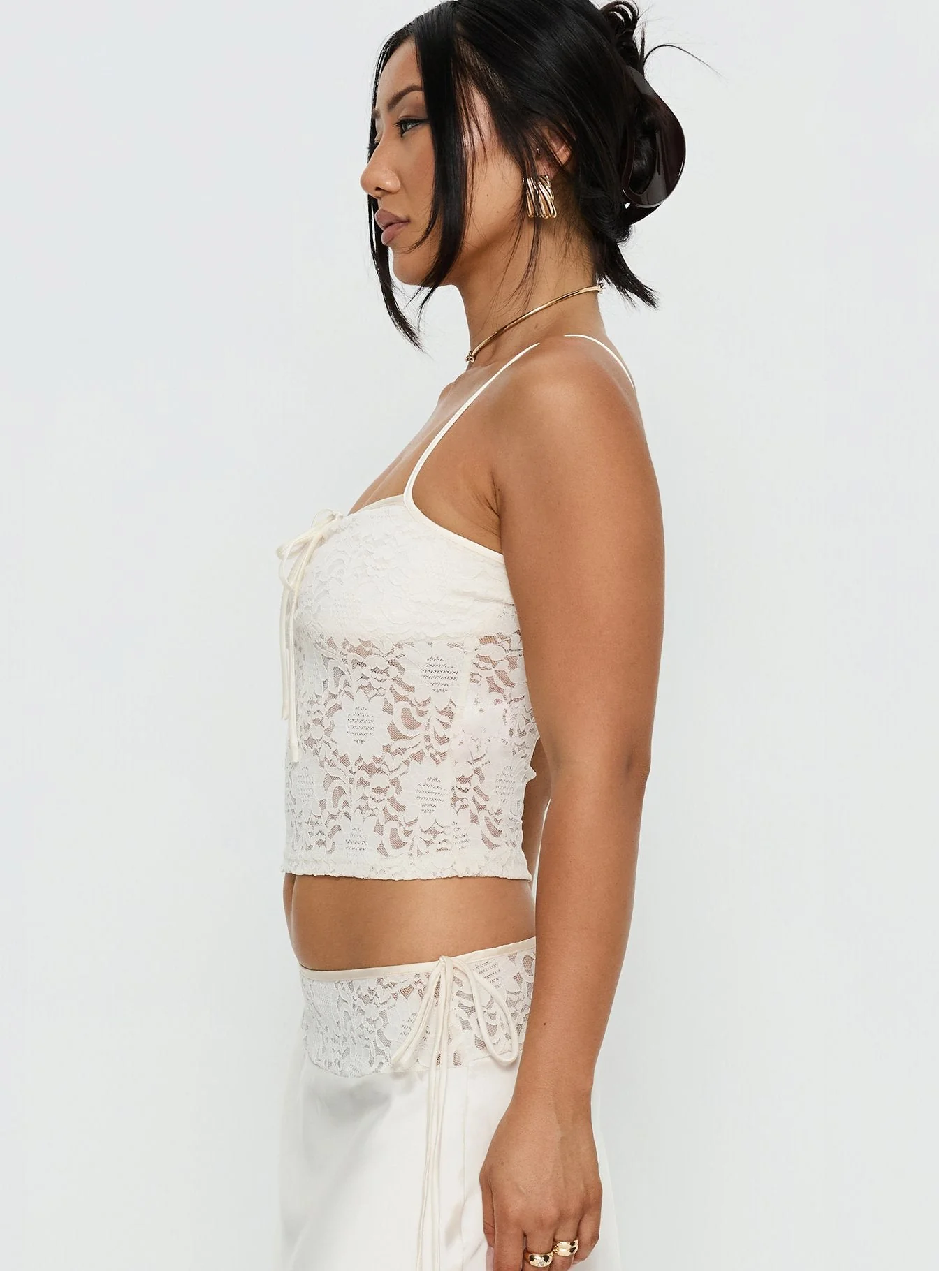 Evlin Lace Cami Top Cream - Image 4