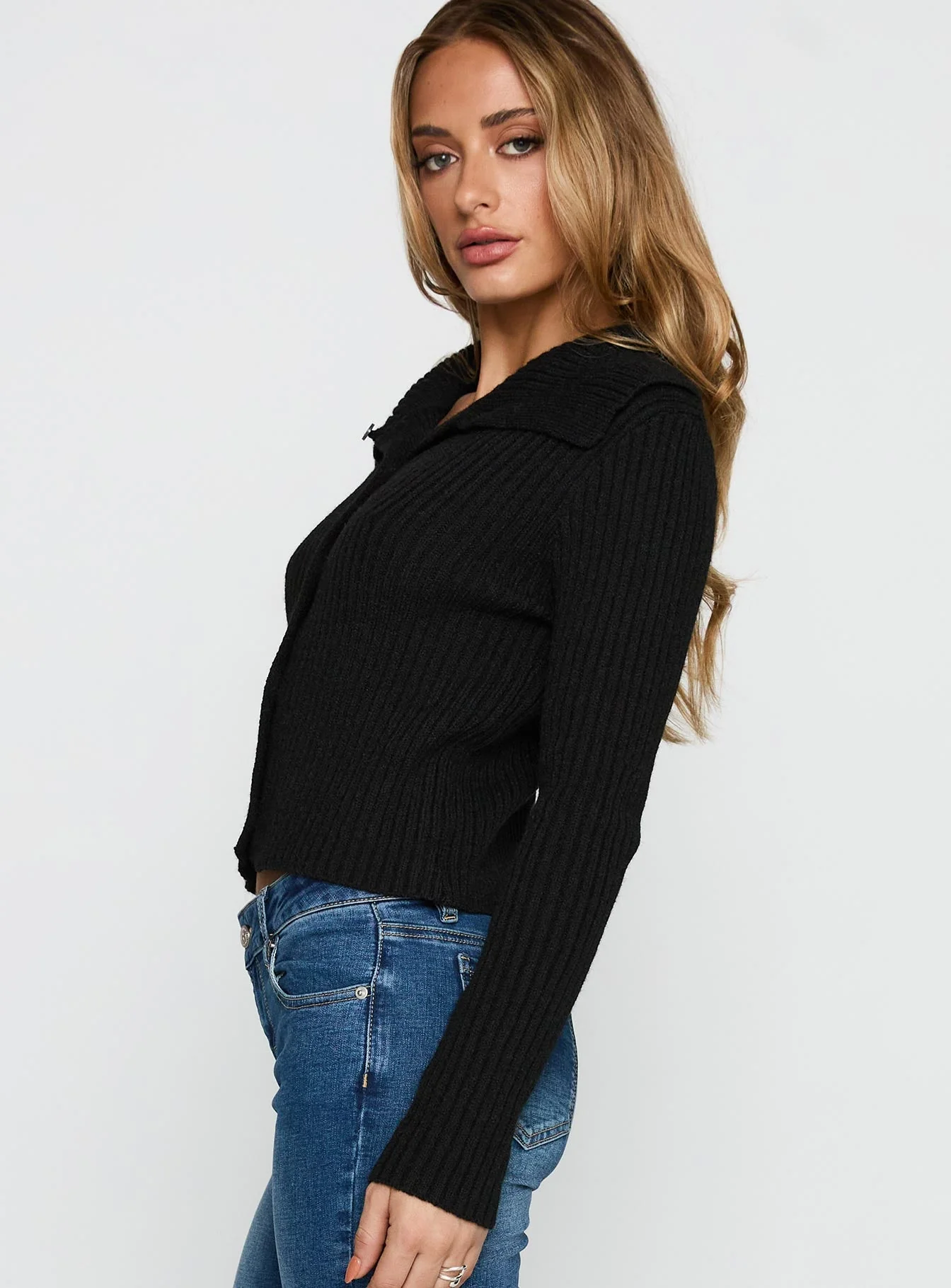 Extraordinary Collared Knit Sweater Black - Image 3