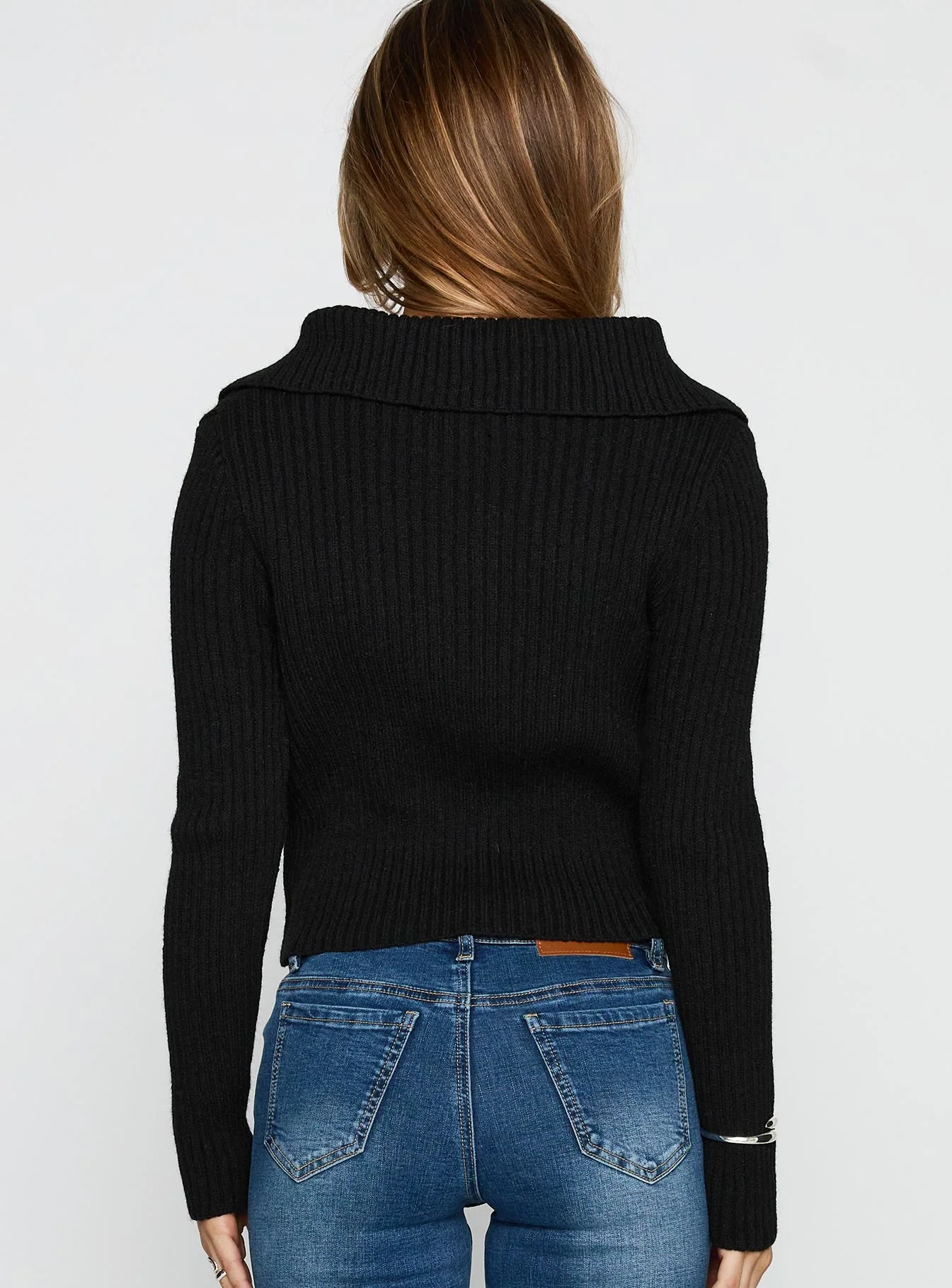 Extraordinary Collared Knit Sweater Black - Image 4