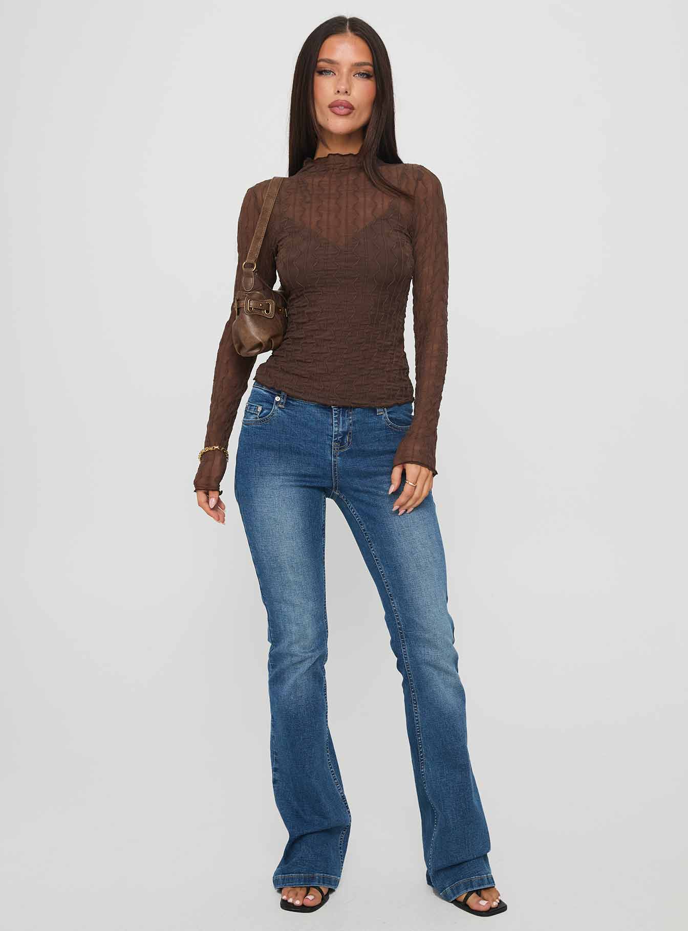 Fabiana Layered Long Sleeve Top Brown - Image 3