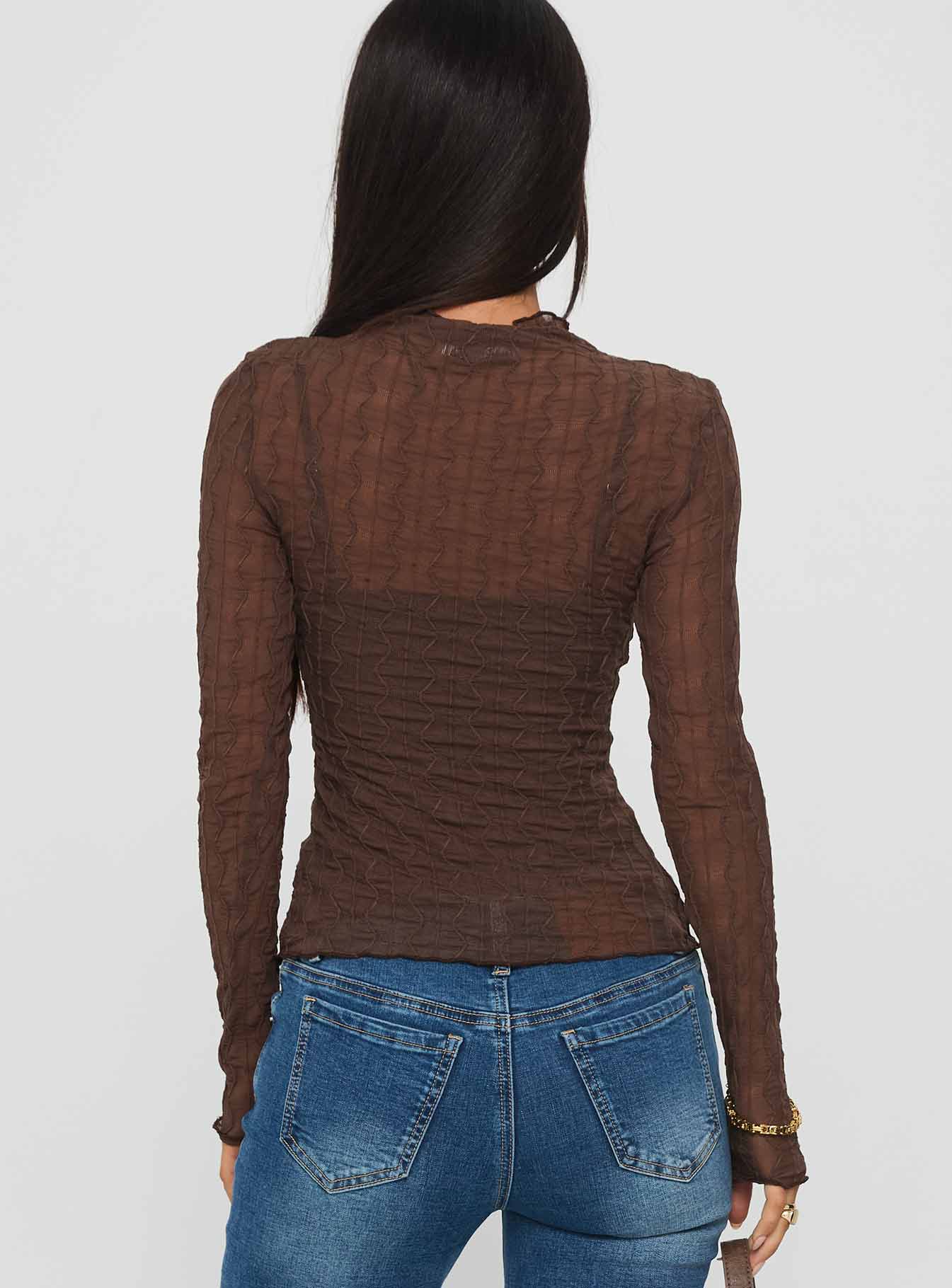 Fabiana Layered Long Sleeve Top Brown - Image 5
