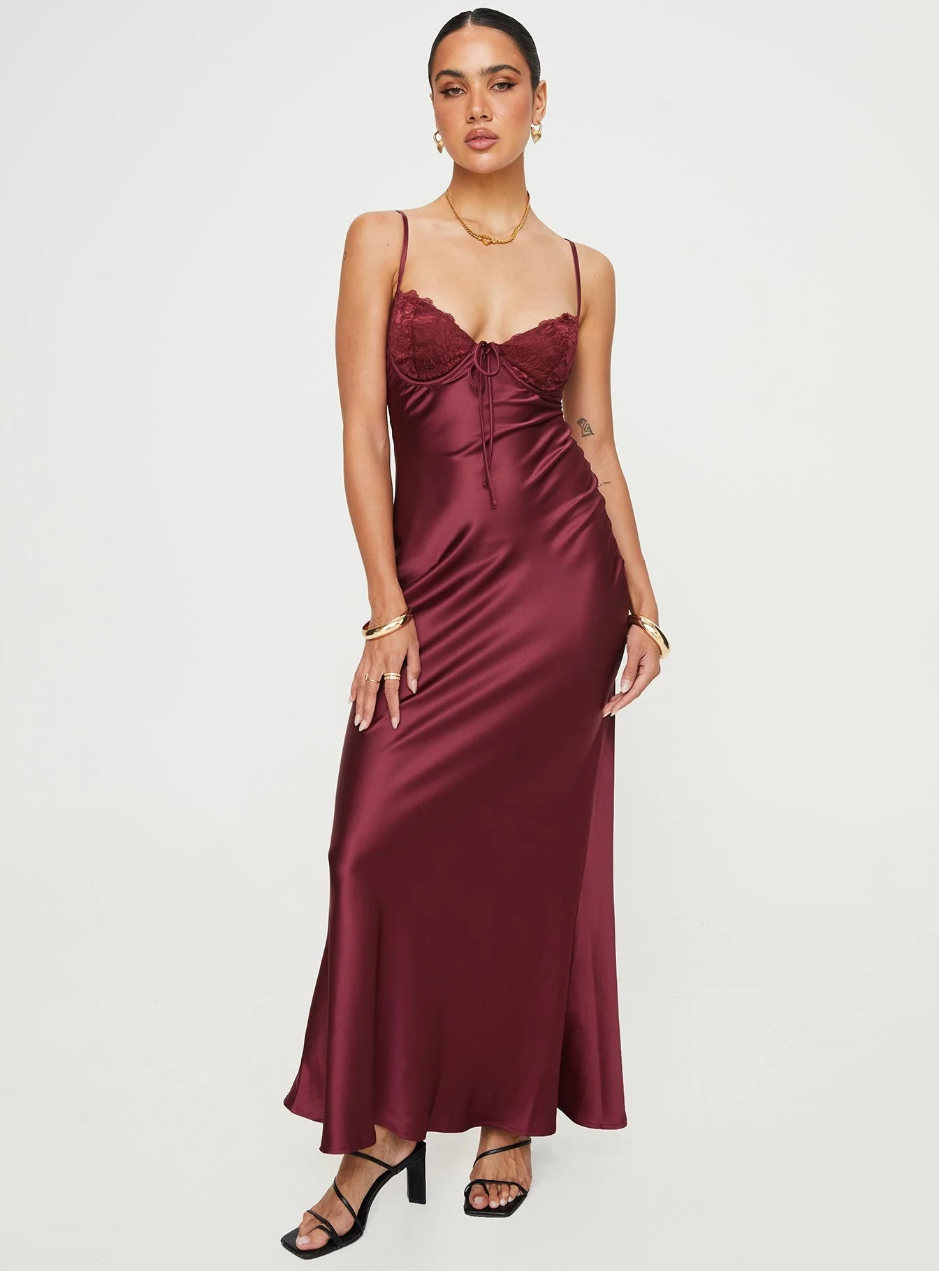Fadyen Bias Cut Maxi Dress Burgundy - Image 2