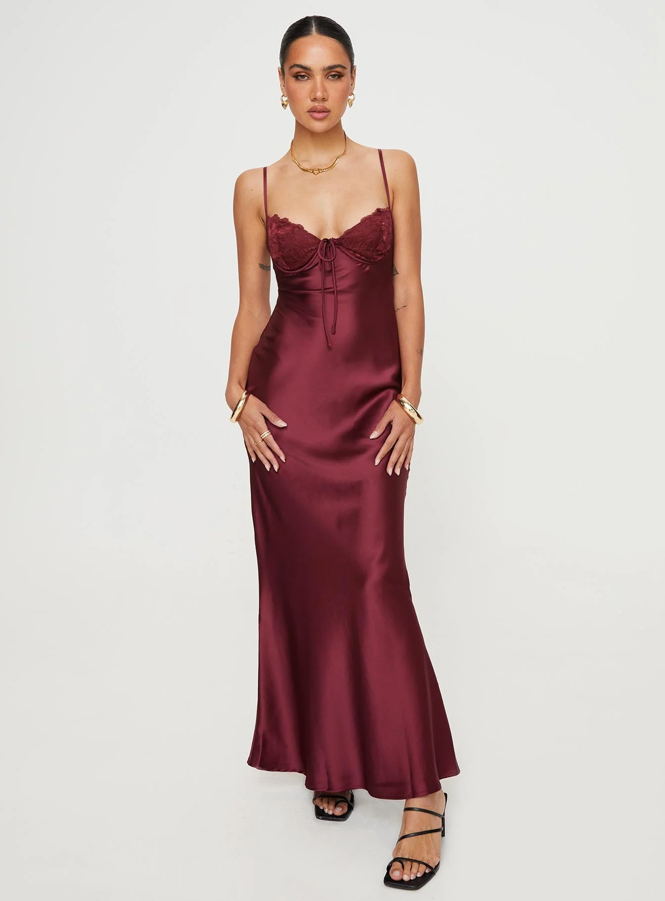 Fadyen Bias Cut Maxi Dress Burgundy - Image 3