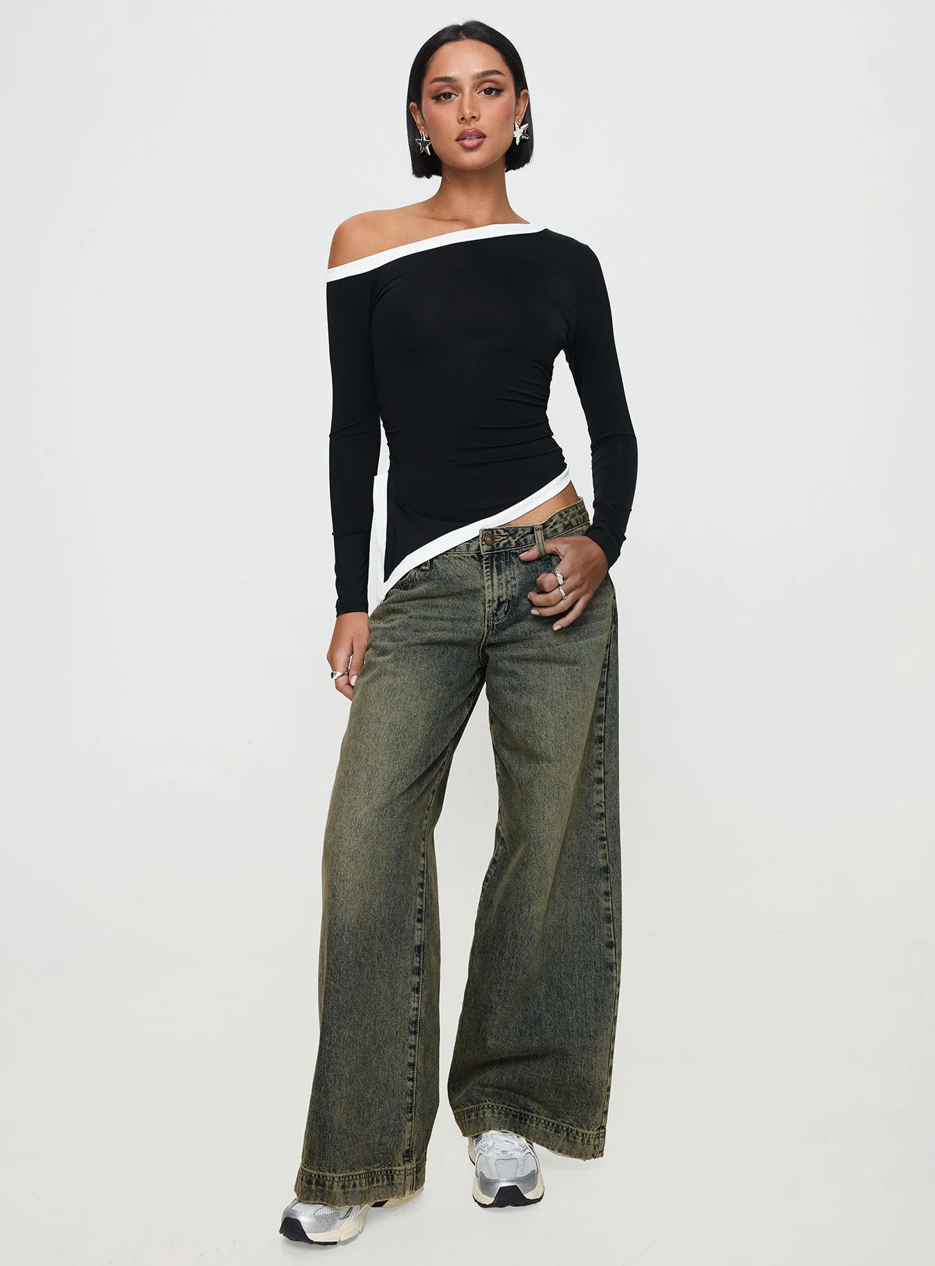 Fake Smile Long Sleeve Top Black - Image 3