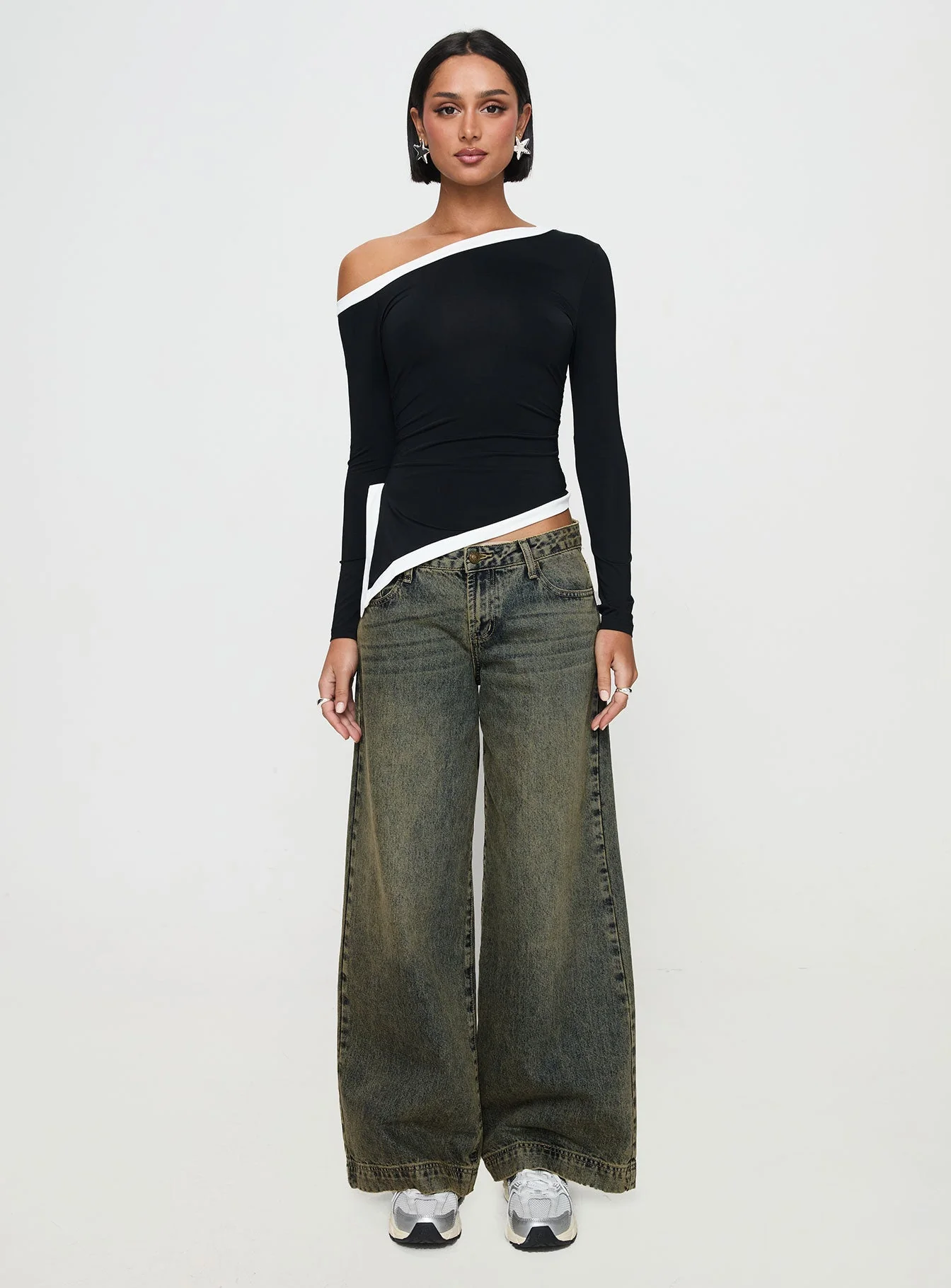 Fake Smile Long Sleeve Top Black - Image 7