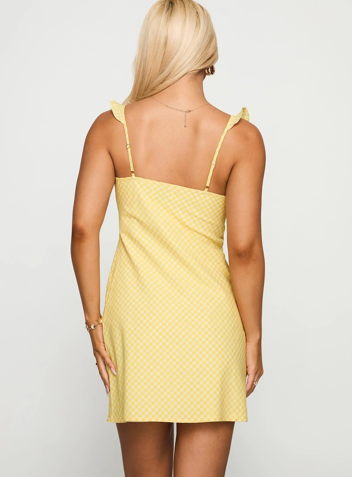 Fall Back In Frill Detail Mini Dress Yellow - Image 5