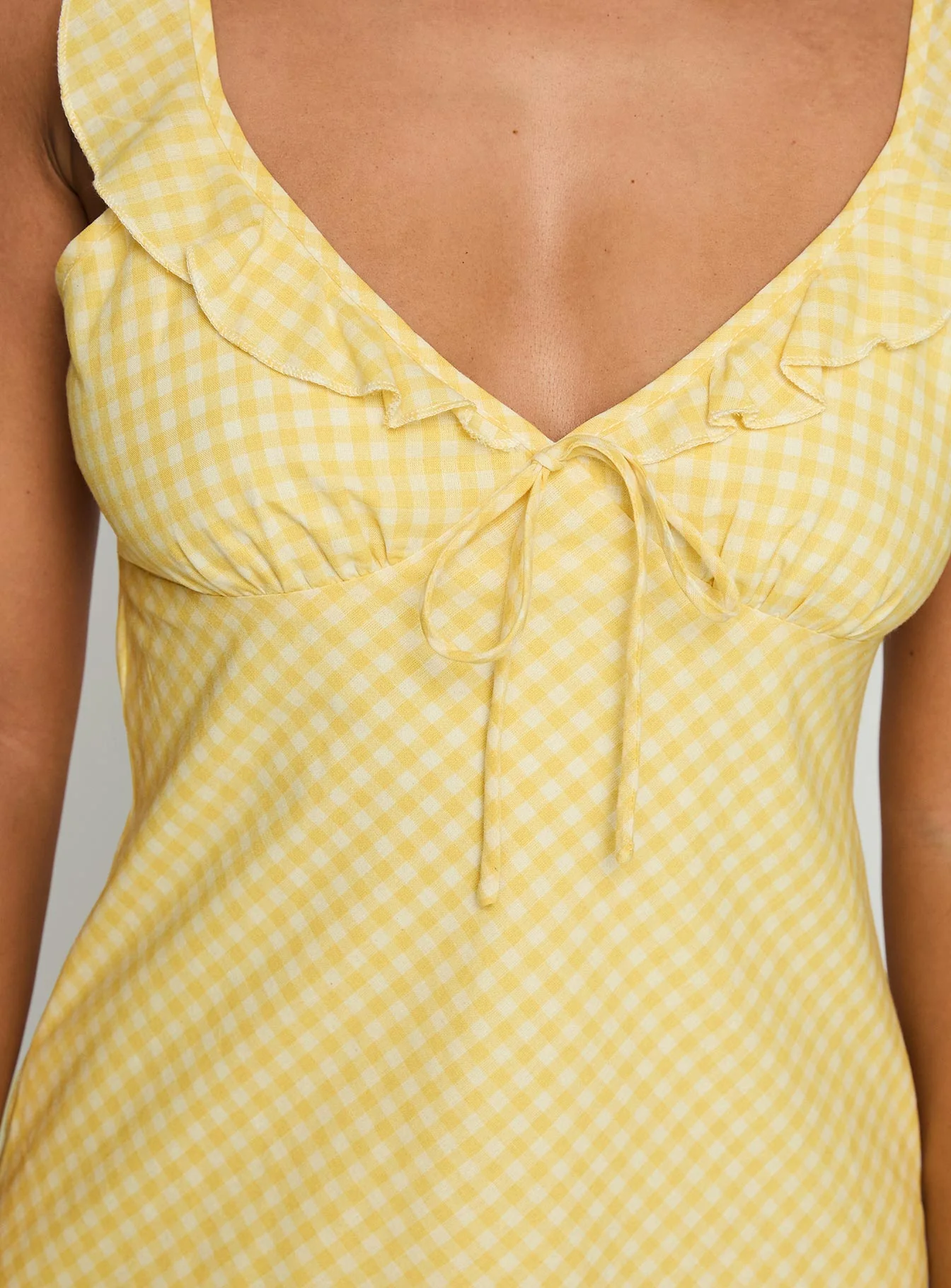 Fall Back In Frill Detail Mini Dress Yellow - Image 6
