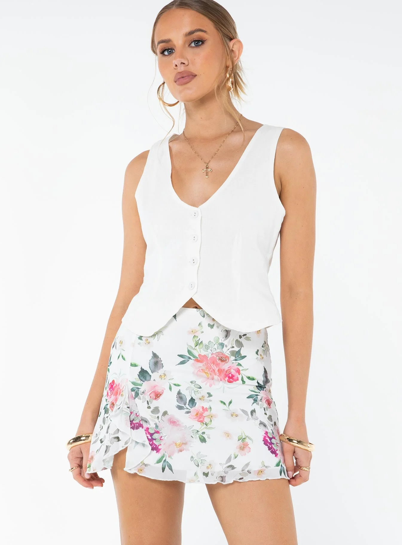 Fallen Roses Mini Skirt Multi - Image 2