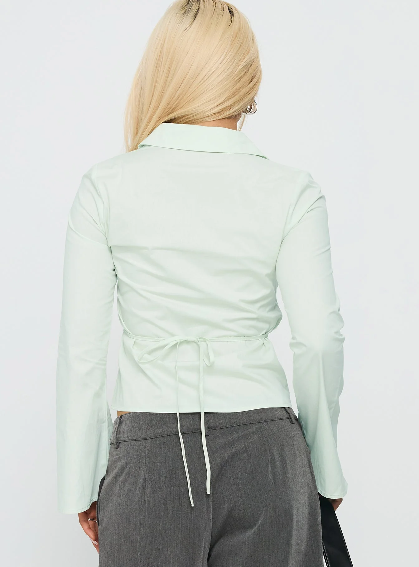 Fame Game Zip Up Collared Top Mint - Image 5
