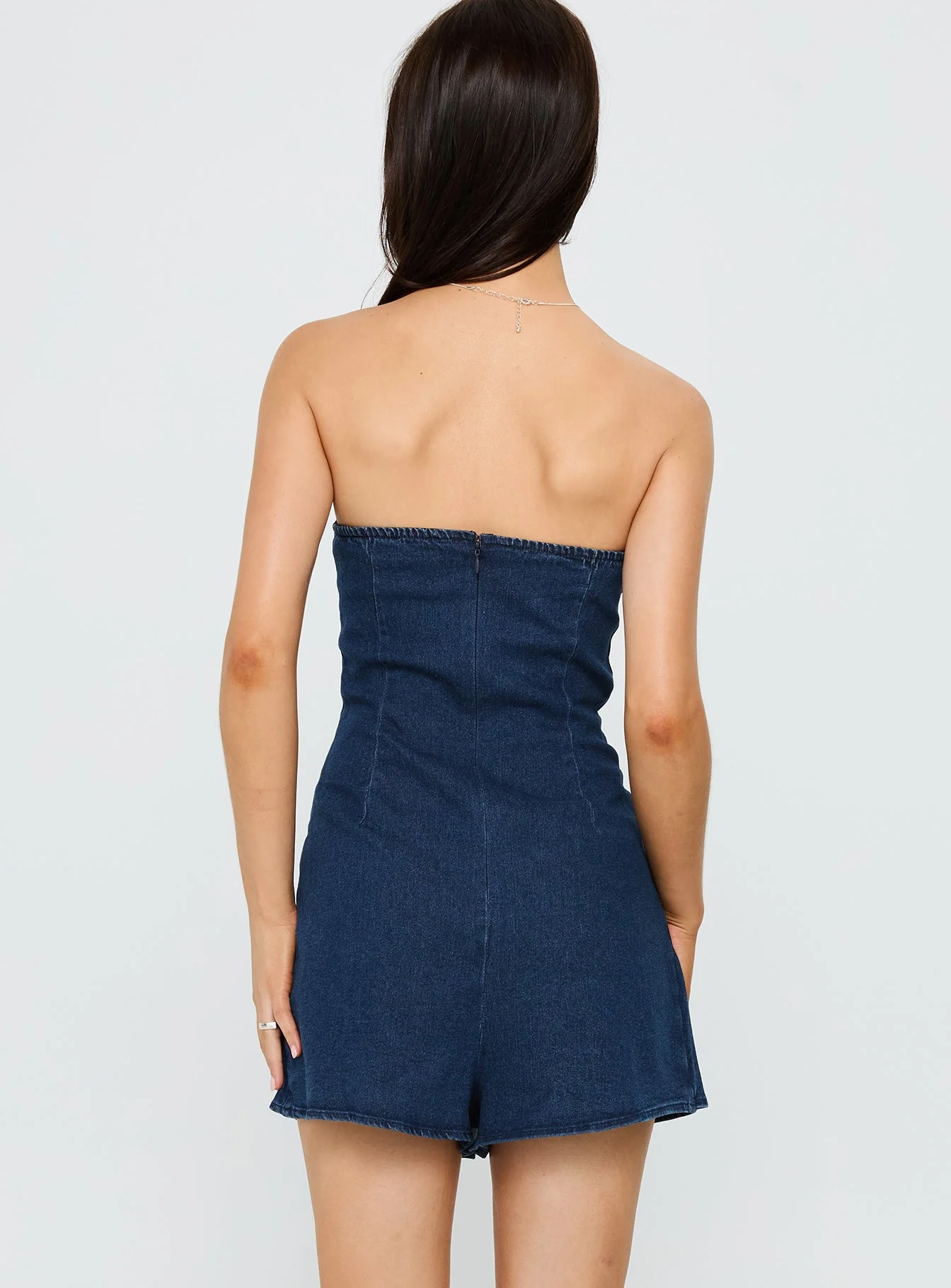 Fantastical Strapless Playsuit Dark Denim - Image 5