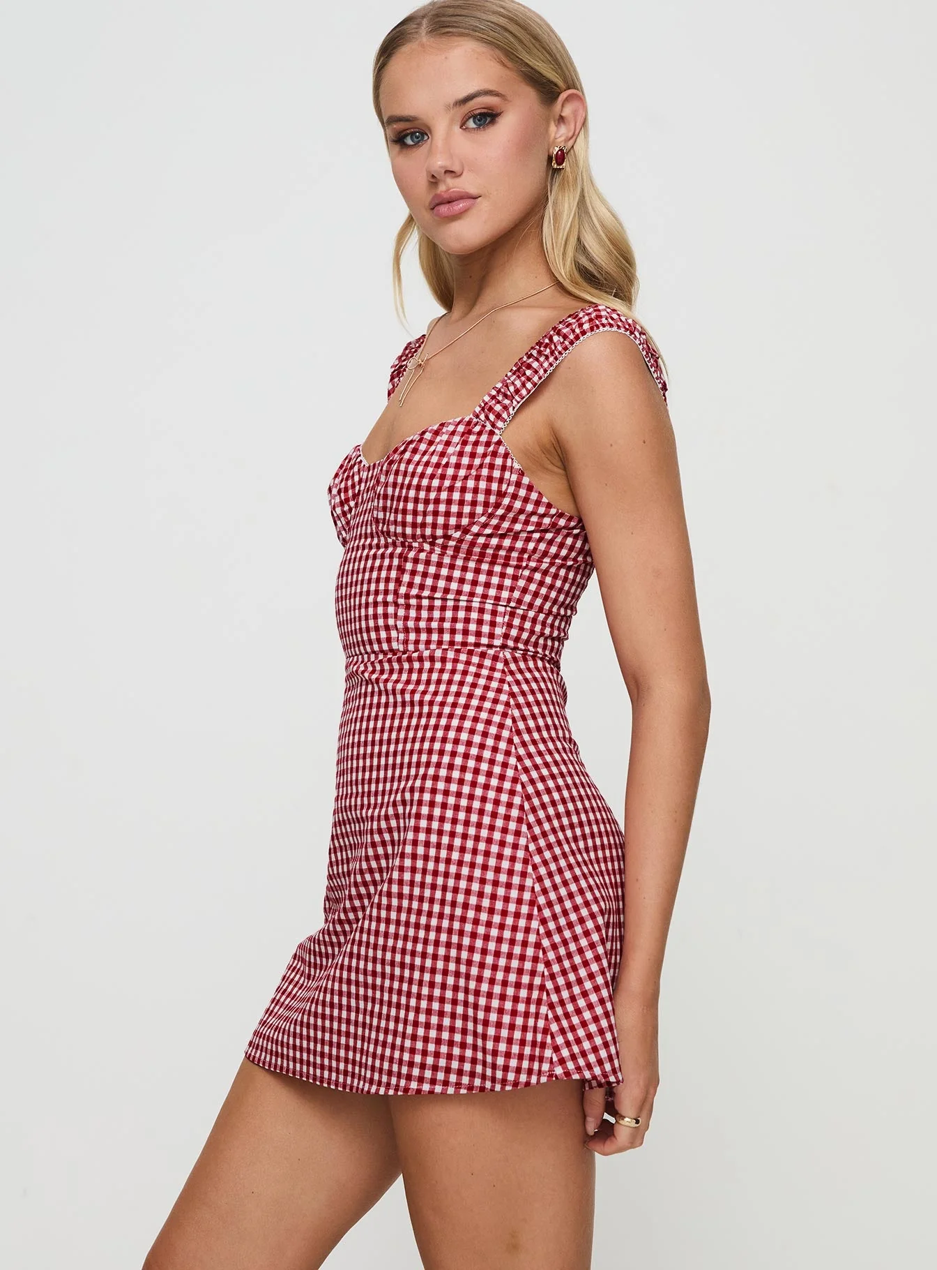 Faubert Mini Dress Red Gingham - Image 4