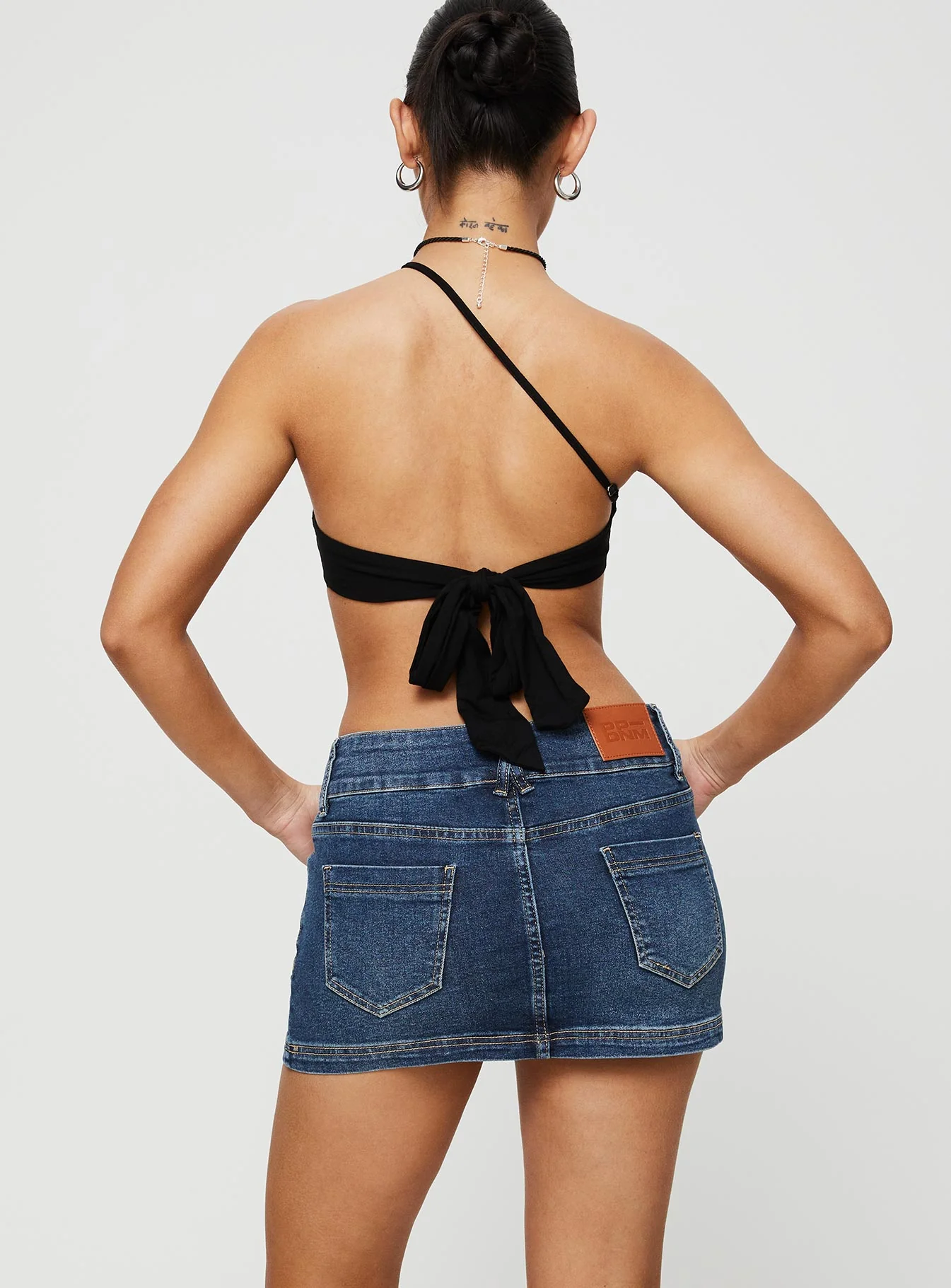 Faya Low Rise Denim Mini Skirt Dark Blue - Image 5