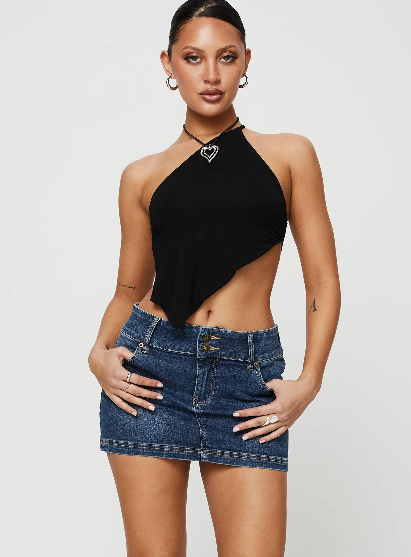 Faya Low Rise Mini Denim Skirt Vintage Dark Wash Tall - Image 2
