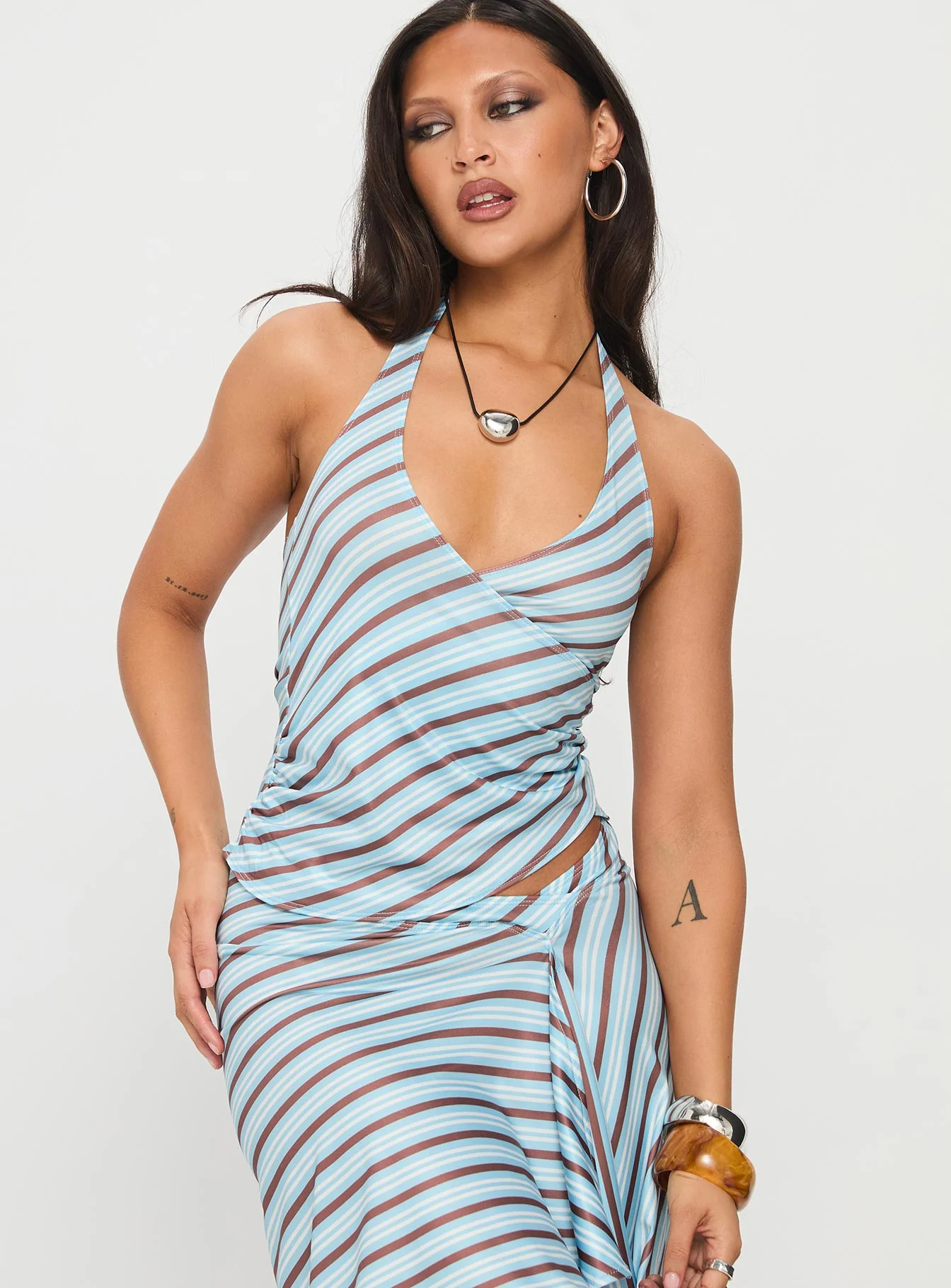 Fayez Top Diagonal Blue Stripe - Image 2