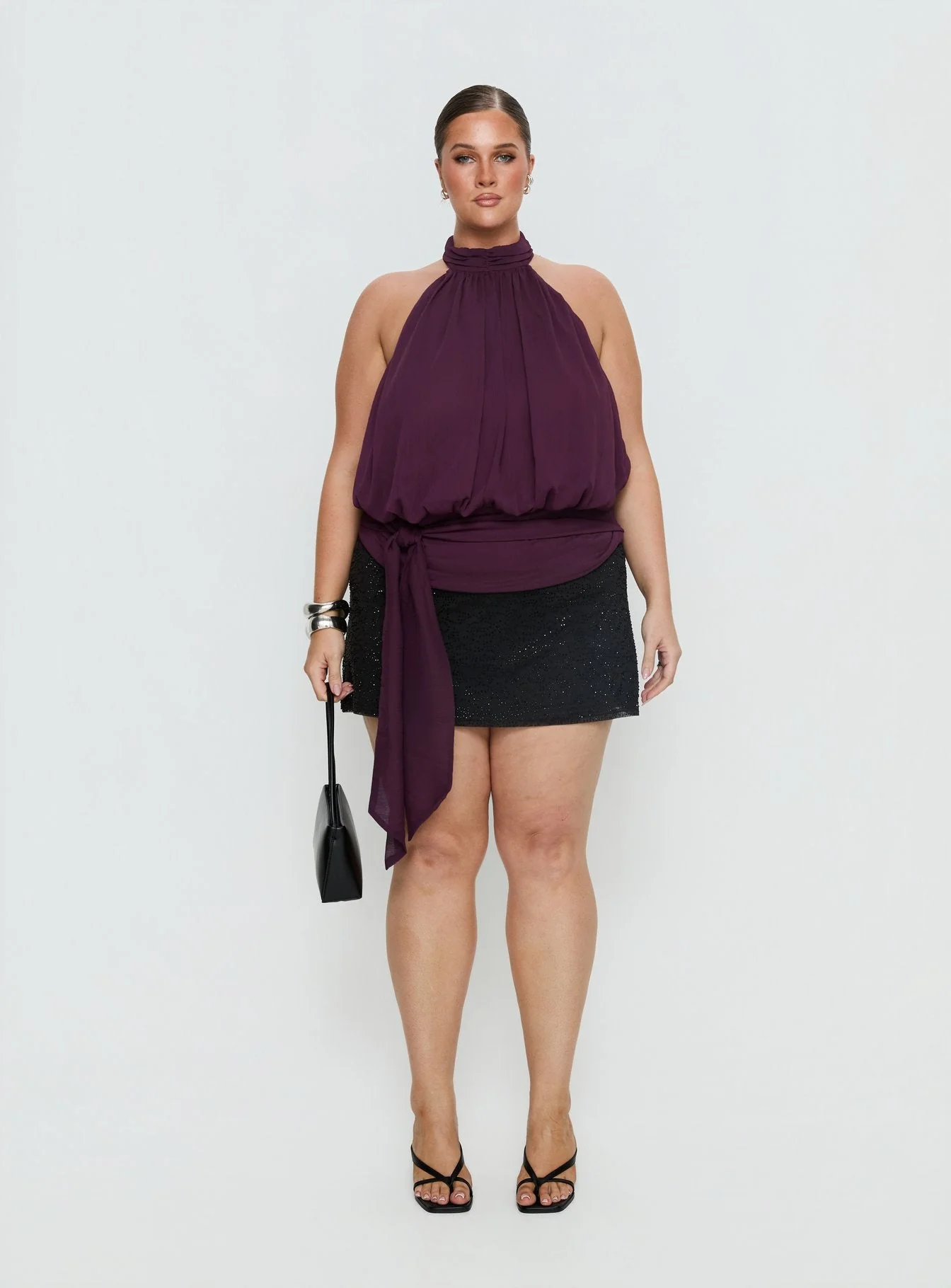 Faythe High Neck Tie Top Berry Curve - Image 6
