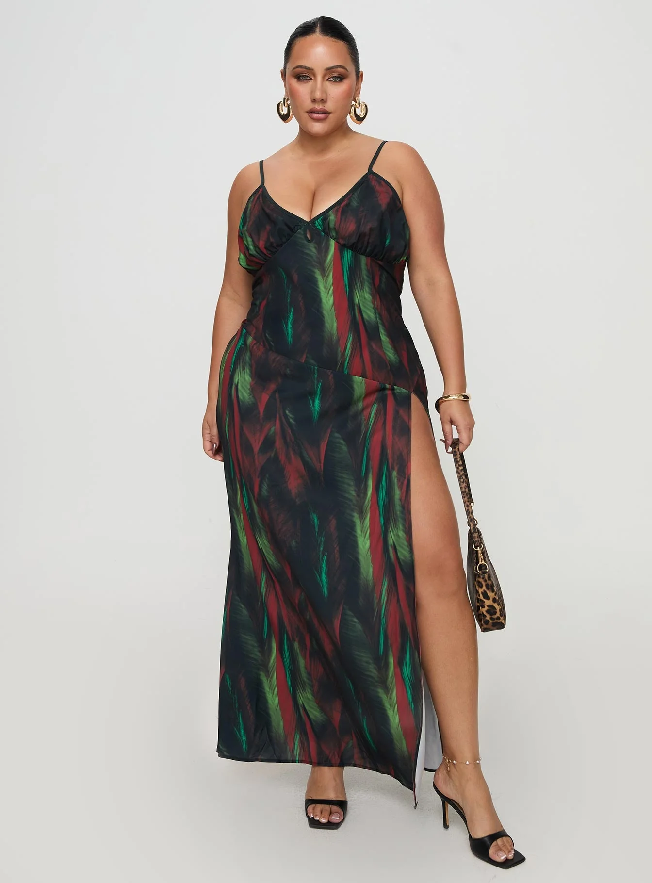 Feather Maxi Dress Multi Curve - Image 3
