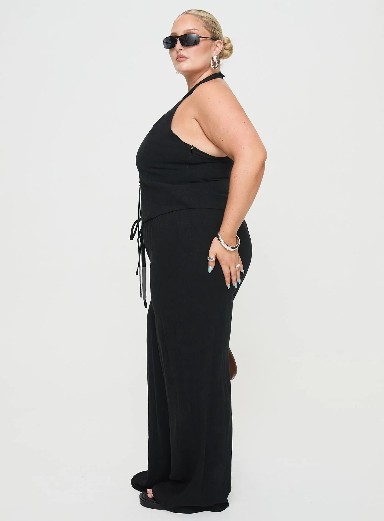 Felipe Linen Blend Pants Black Curve - Image 4