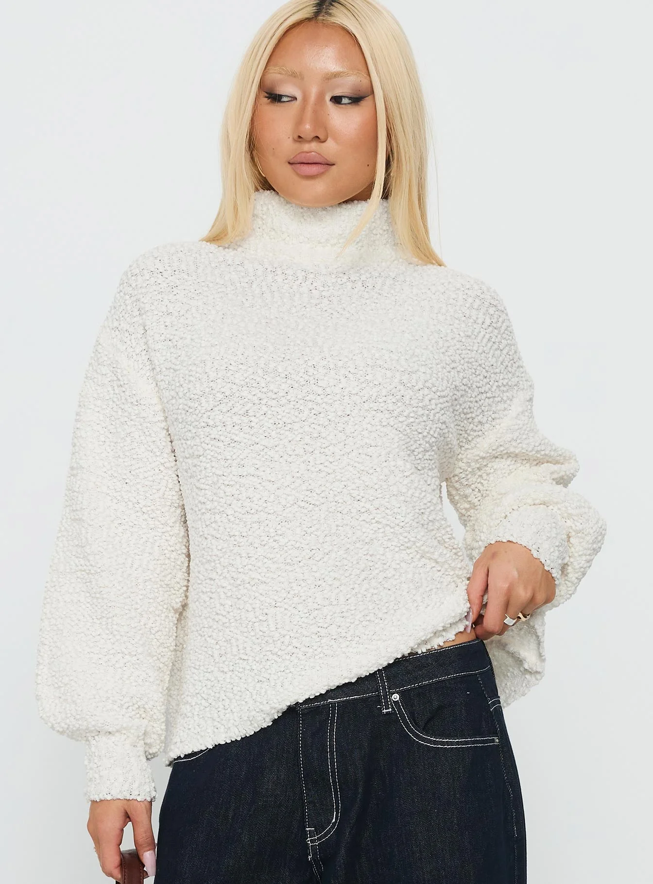 Feyre Boucle Jumper Ivory - Image 2