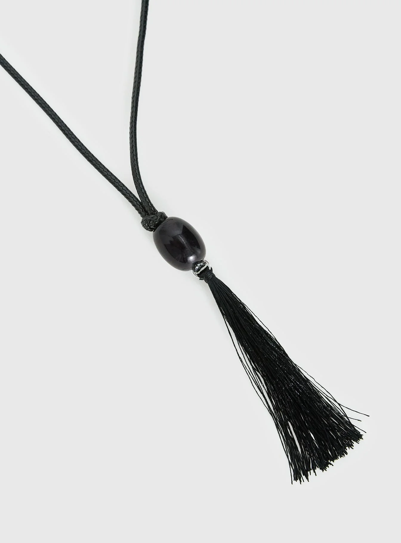 Fight The Feeling Long Tassel Necklace Black - Image 2