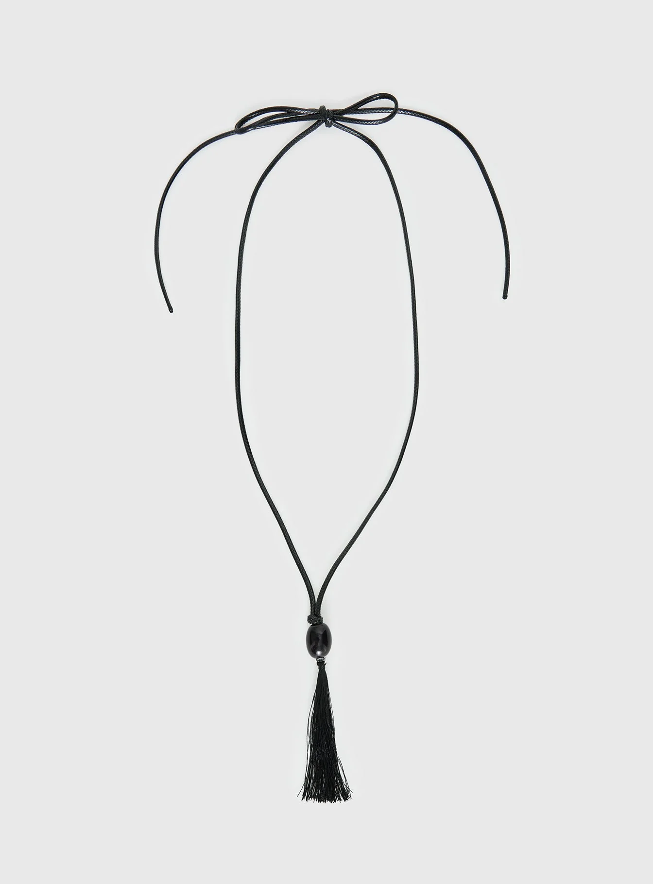 Fight The Feeling Long Tassel Necklace Black - Image 3