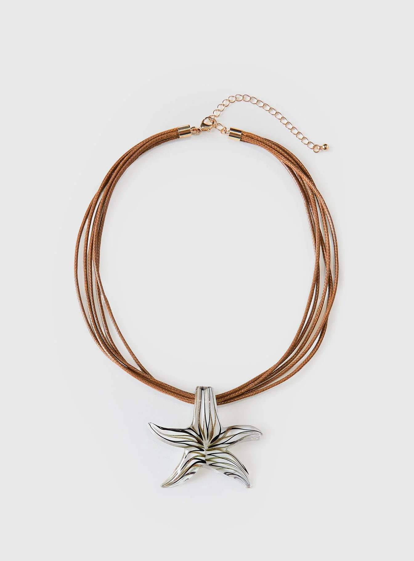 Fire Sign Glass Look Star Pendant Necklace Multi - Image 2