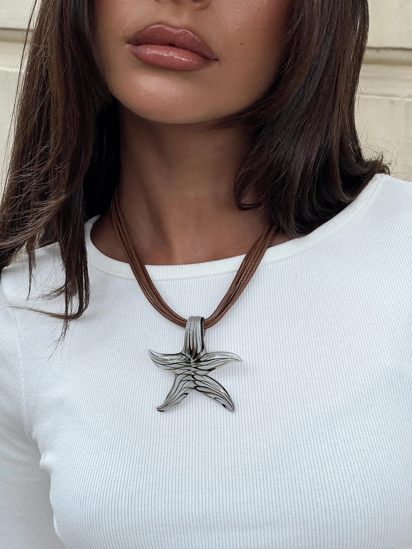 Fire Sign Glass Look Star Pendant Necklace Multi - Image 5