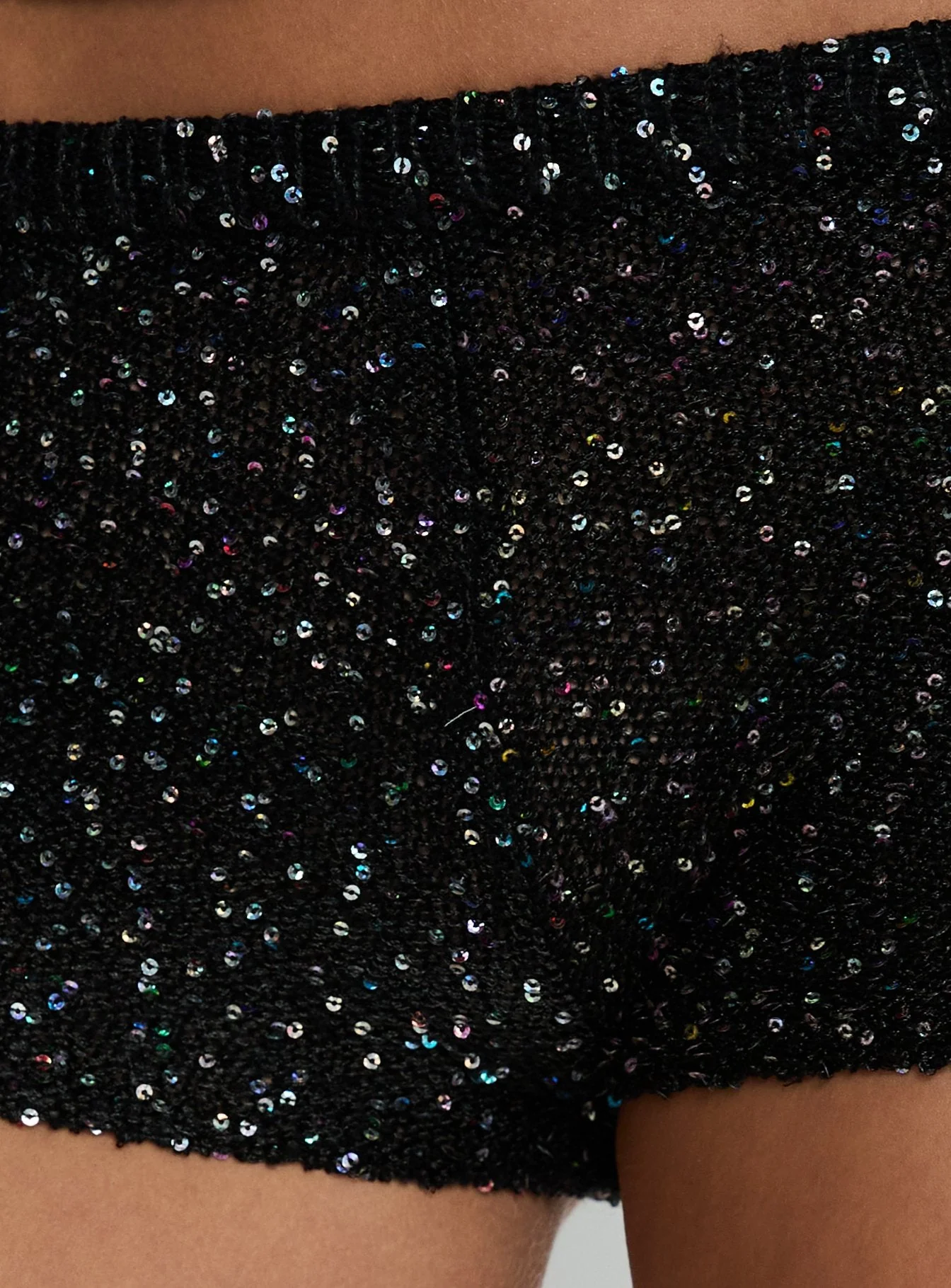 Florenzia Sequin Knit Shorts Black - Image 6