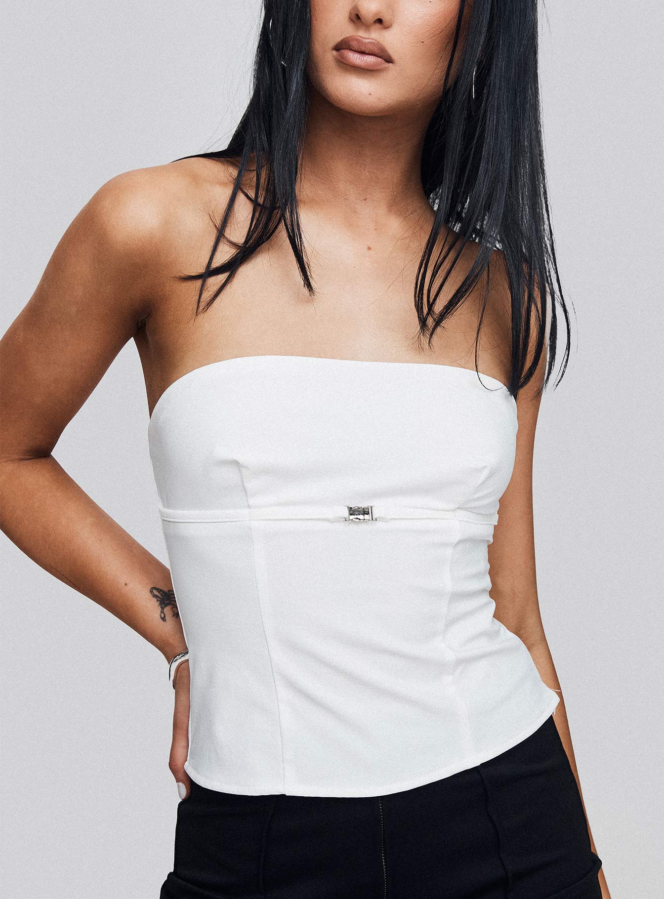 Flounce Strapless Top White - Image 8