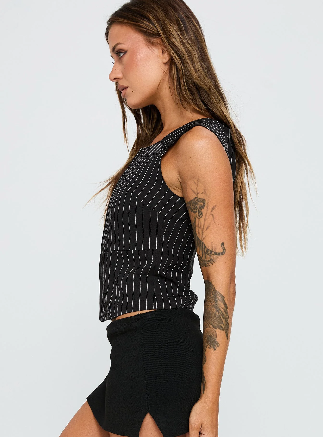 For The Weekend Top Black Pinstripe - Image 3