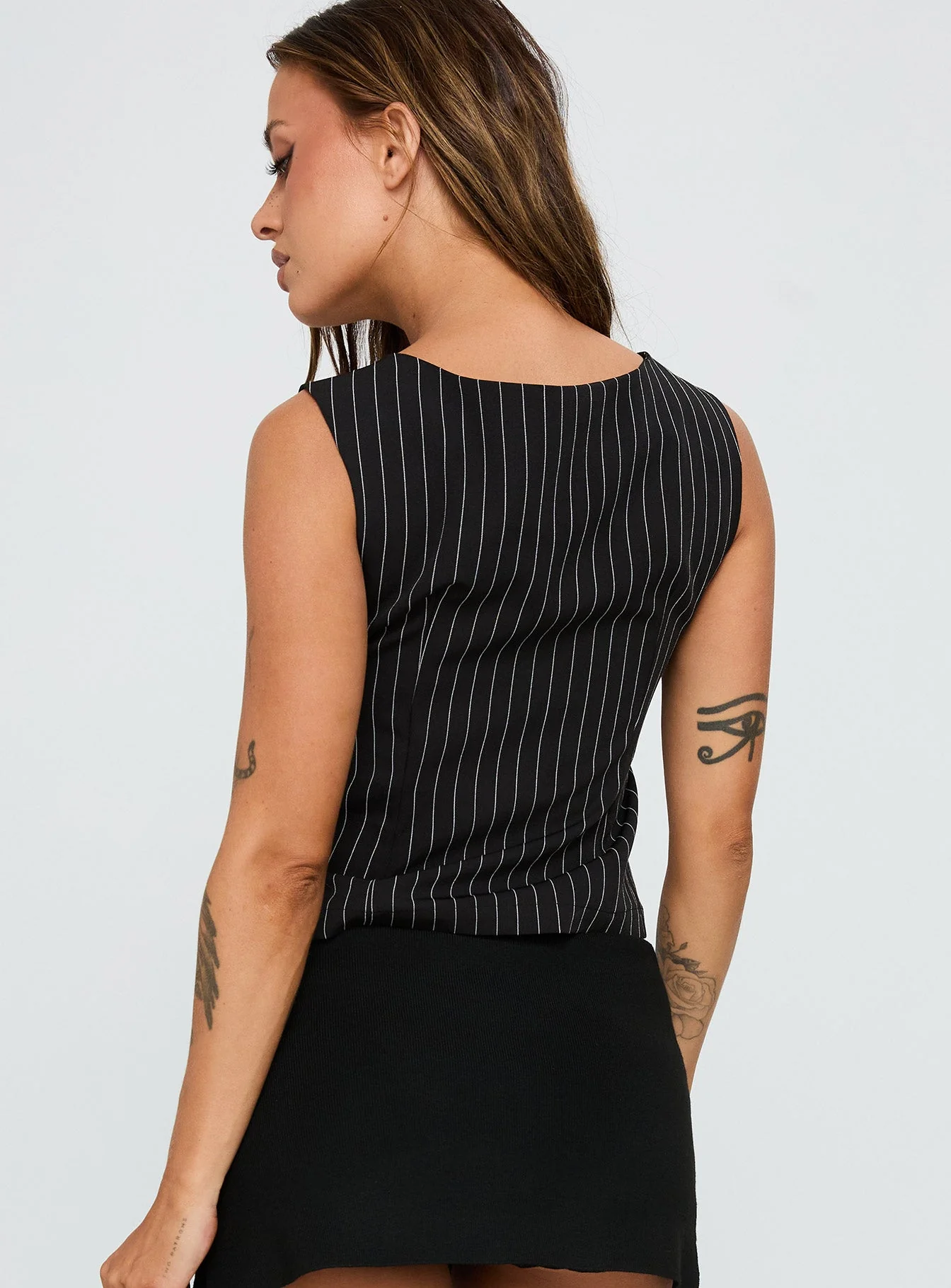 For The Weekend Top Black Pinstripe - Image 4
