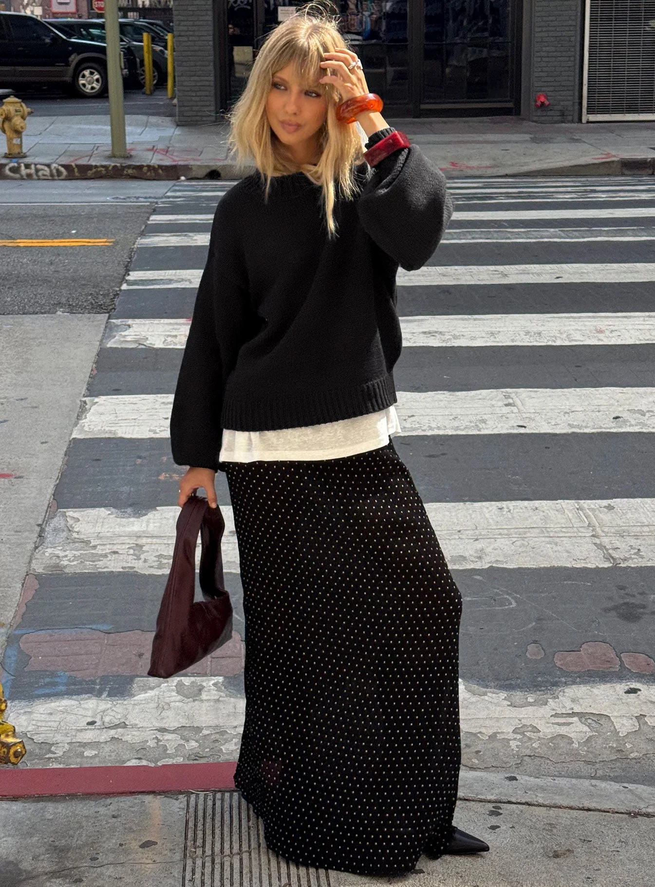 Ford Maxi Skirt Onyx Polka Dot - Image 10